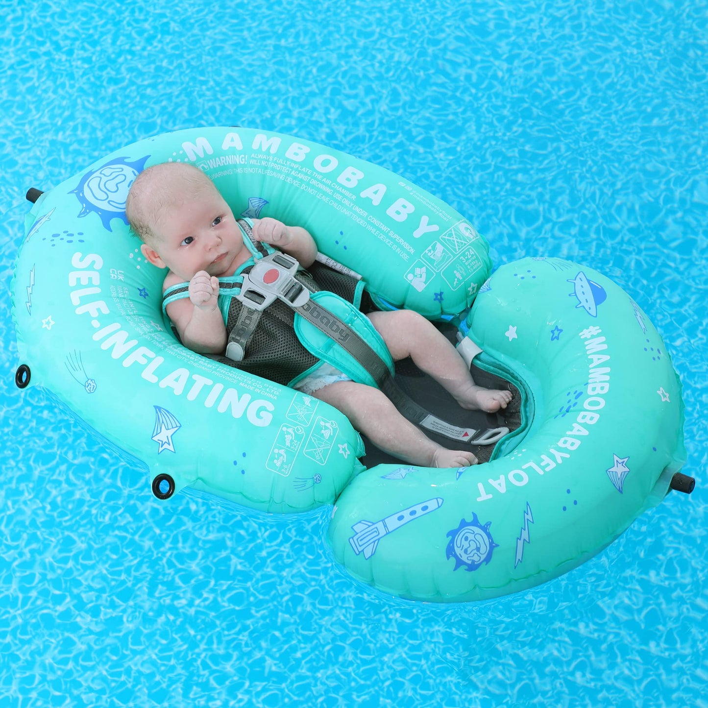HECCEI Mambobaby Baby Pool Floats Hammock with Canopy - Portable Swimming Floating Toys Self-Inflating Water Hammock Pool Raft Floatie Lounger for Baby Summer Lake Beach UPF50+, Green