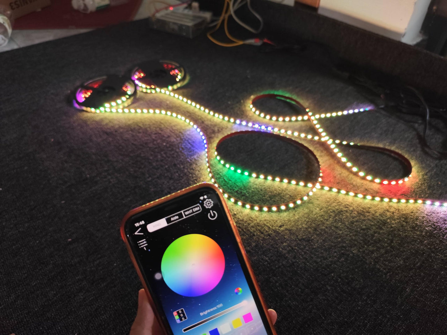 Tinted Black Out PCB Smoke LEDs 16PCS 6.5FT Single Row RGB Dream Color Chasing Flow Series Light Strips for Polaris Slingshot Off-Road Motorcycle Bike Golf Cart APP + Remote