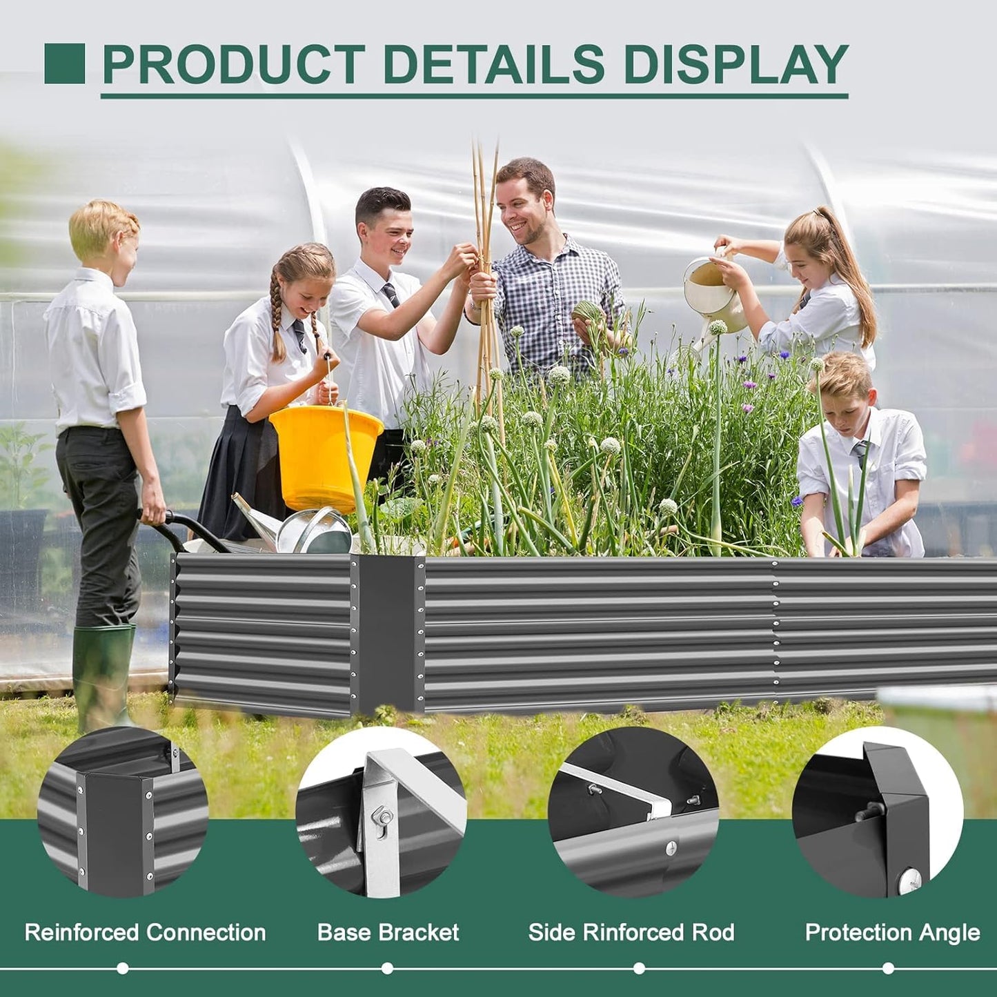 Land Guard 2 Pack 6×3×2 ft Galvanized Metal Raised Garden Bed, 2FT Deep Root Elevated Planter Box Steel Large Vegetable Flower Bed Kit, Gray