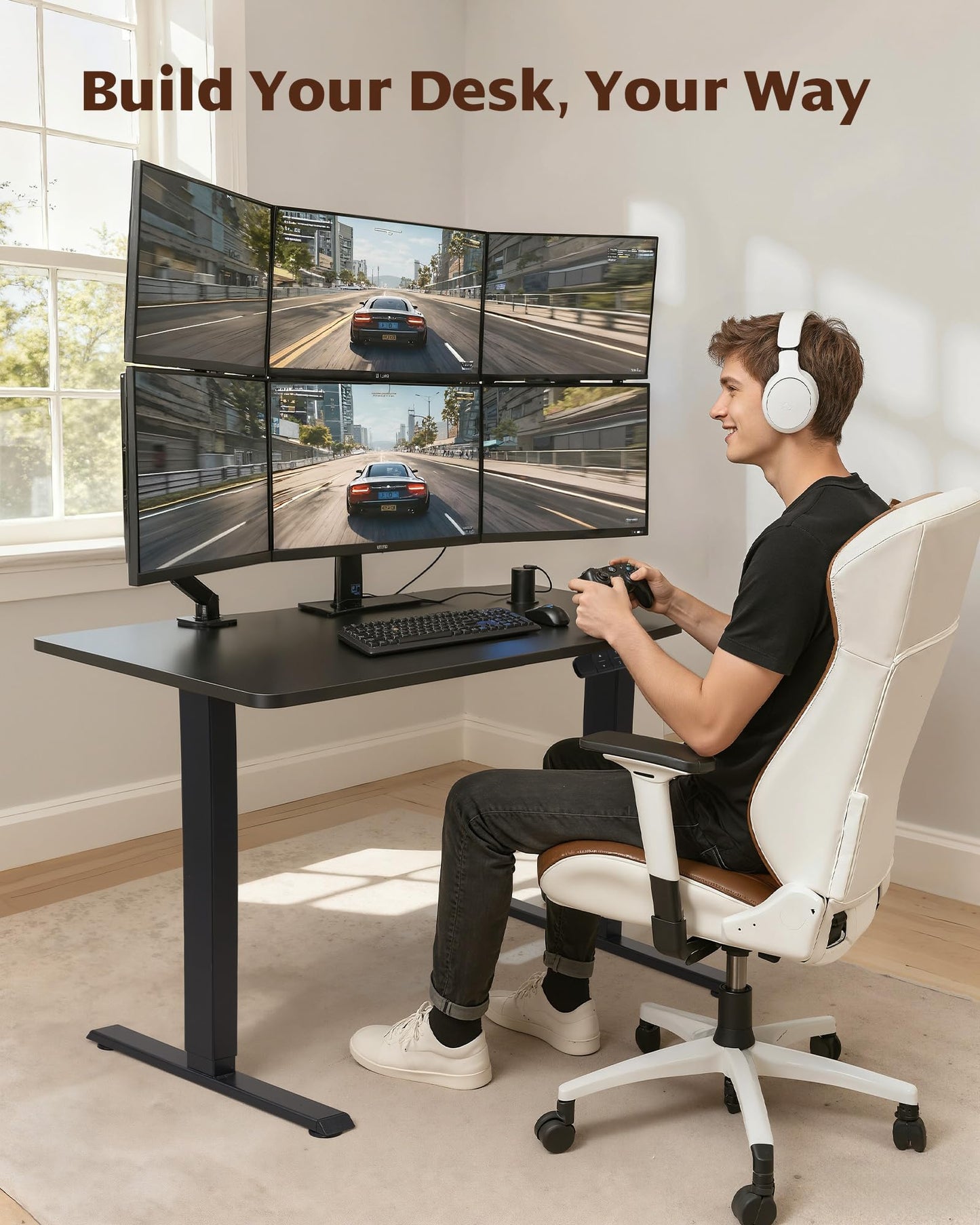 TOPSKY Dual Motor Electric Standing Desk Frame, Height Adjustable Sit Stand Base for Home Office, Fits Table Tops up to 70.8 x 31.5 Inch, 225 lb Capacity (Black, Without Stand)
