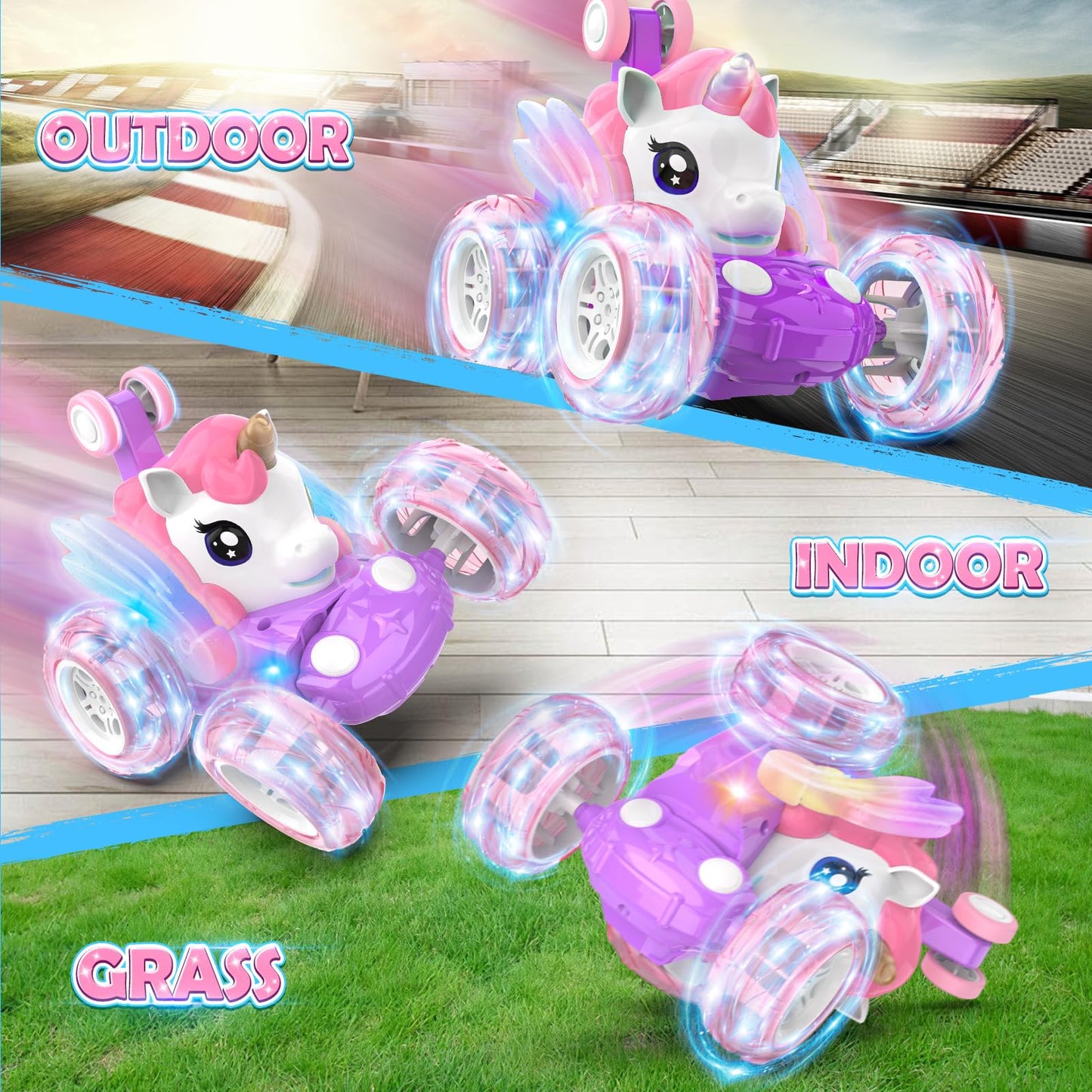 Mafbeanl Remote Control Car Stunt RC Cars 360° Rotating with 2.4GHz Rechargeable Wheel Lights Toys Car Gift for Boys Girls 3 4 5 6 7 8 9 10 11 12 (Pink)