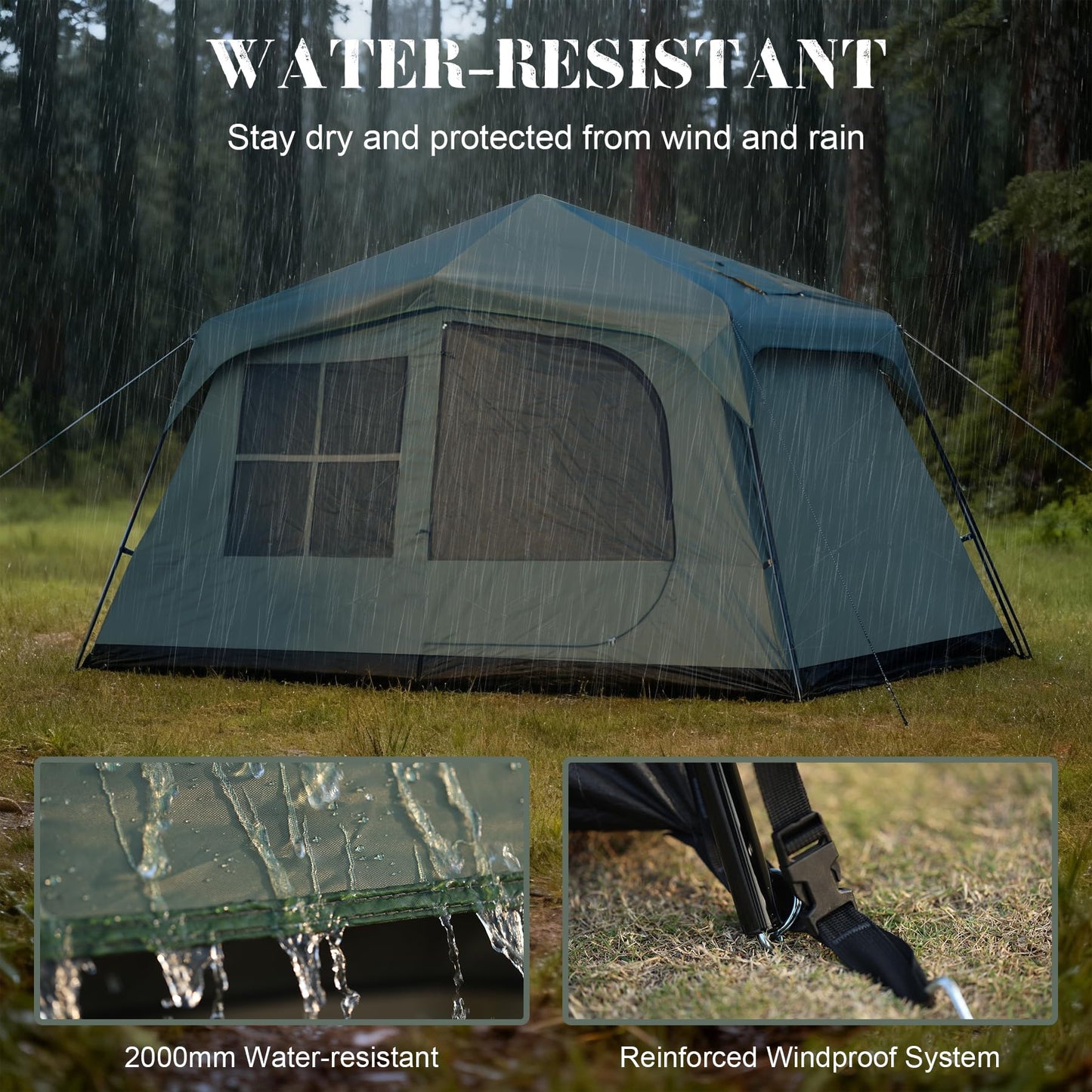 Castle Unicorn 6-8 Person Camping Tent with Porch, Large Family Cabin Tent with 2 Rooms 3 Doors, Tall & Spacious, Waterproof Glamping Tent, Big Tents for Outdoor Camping Hiking Backyard
