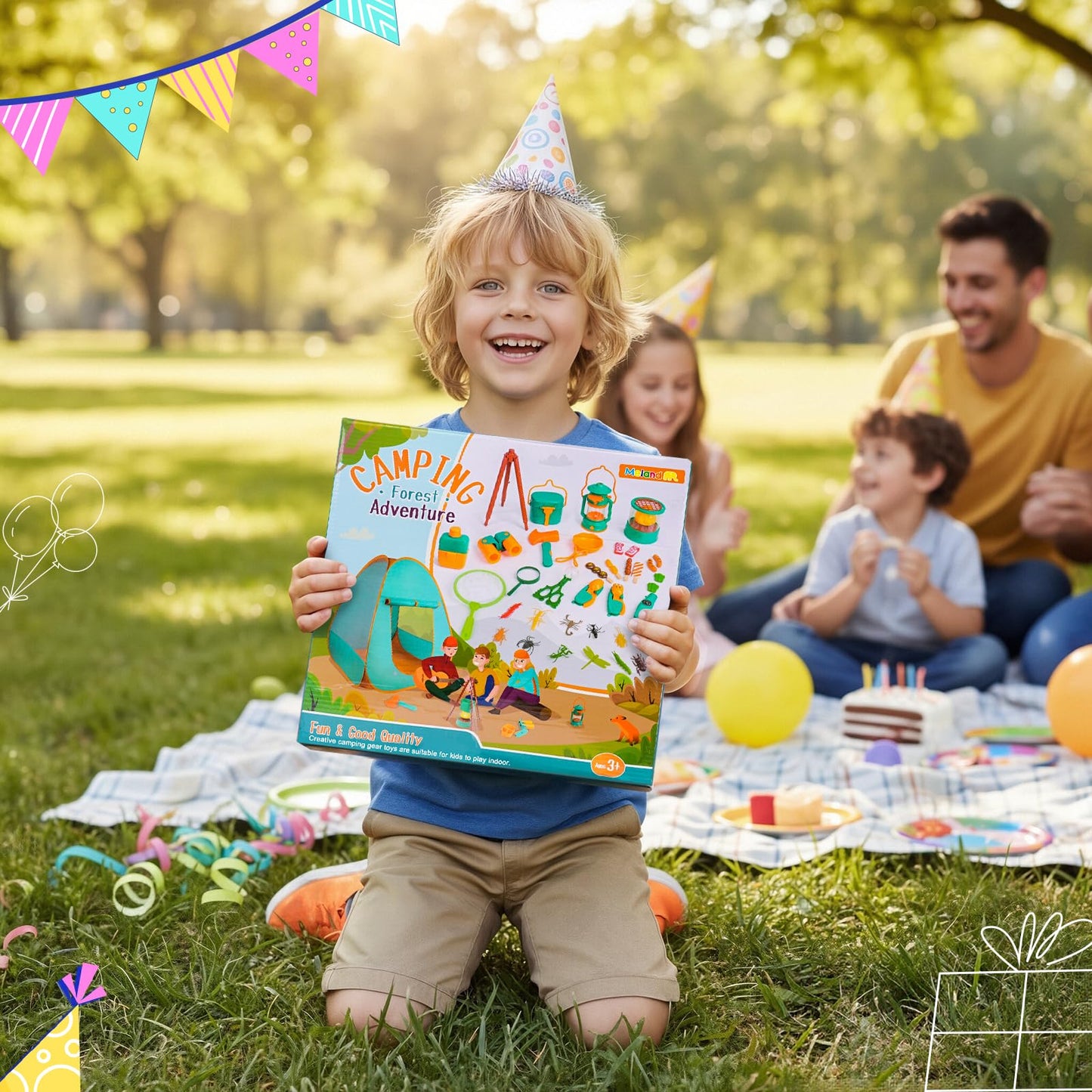 Meland Kids Camping Set with Tent - Toddler Toys for Boys with Campfire, Camping Toys for Kids Indoor Outdoor Pretend Play, Gift Idea for Boys Age 3,4,5,6 Year Old Birthday Christmas (Green)