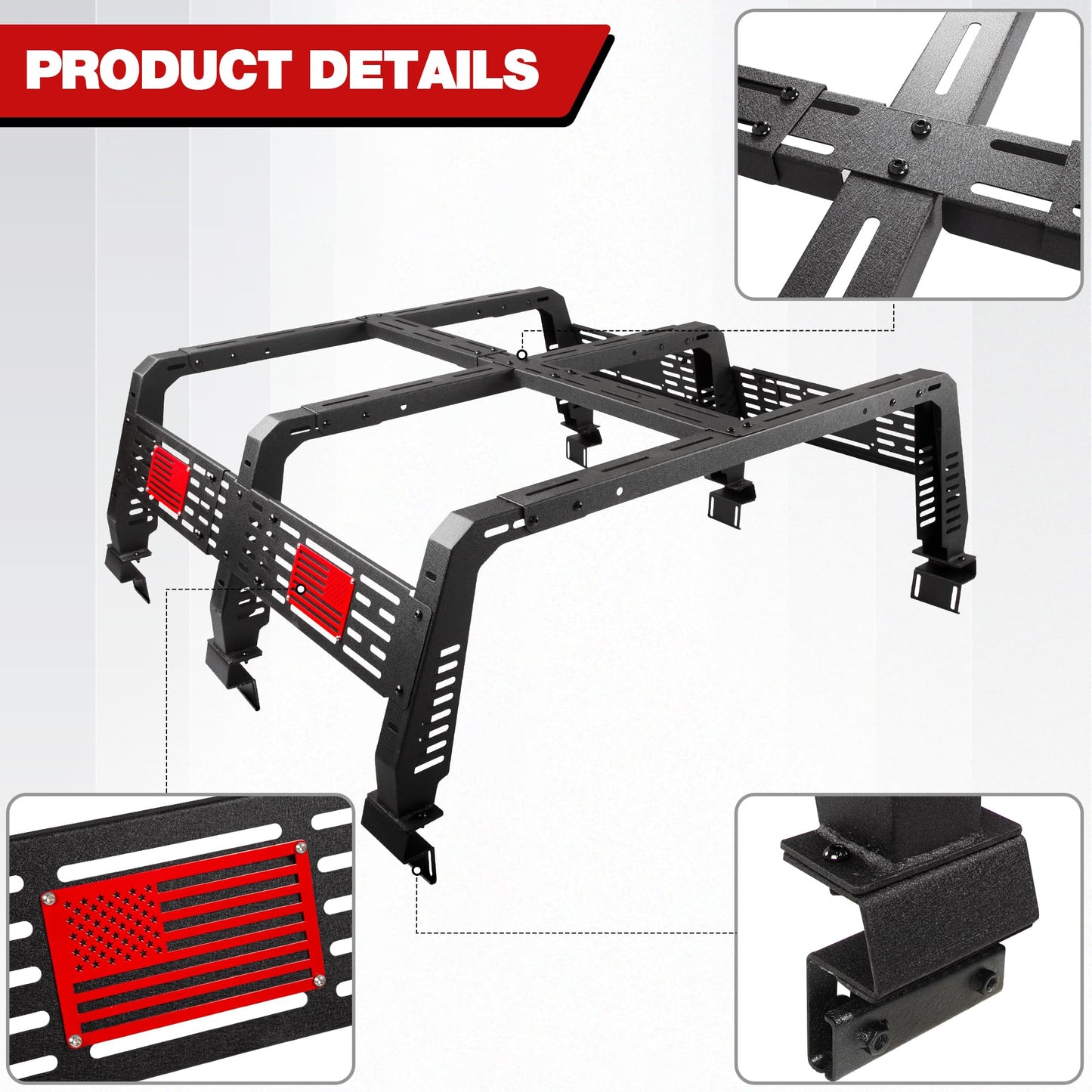 LONGSUN 22.5" High Truck Rack for Full-Size Trucks Without Bed Rails Overland Bed Rack for 2002-2025 Dodge Ram 1500, 2014-2025 Chevy Silverado 1500, 2007-2013 Tundra