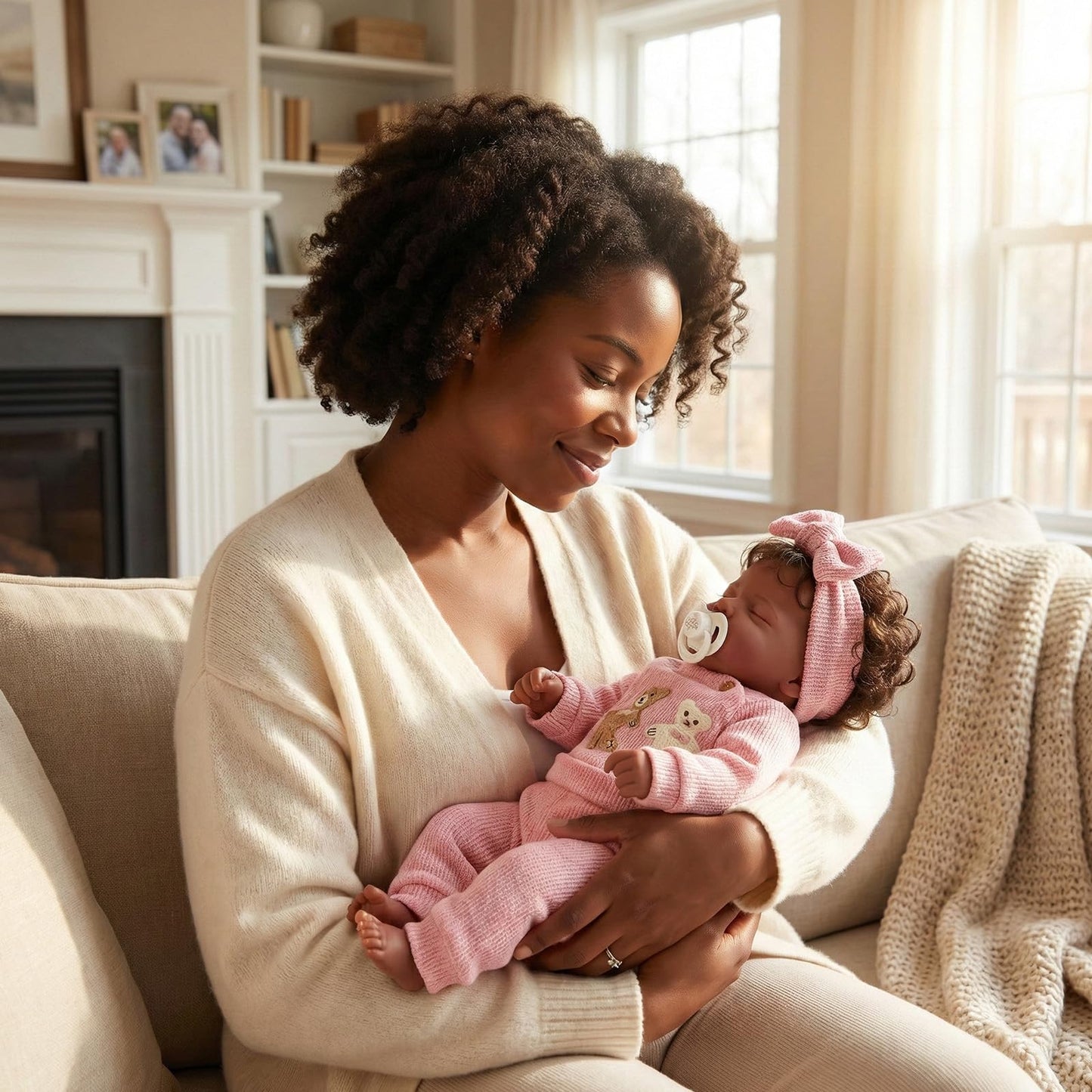 BABESIDE Reborn Baby Dolls Black Girl - 20 Inch Soft Body Realistic Baby Doll Handmade Real Life Baby Dolls with Clothes and Toy Gift for Kids Age 3+