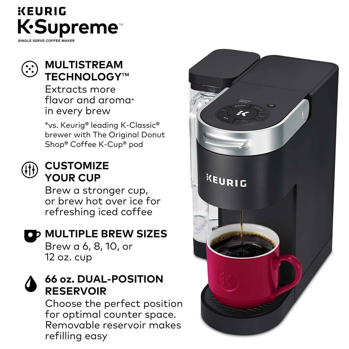 Keurig® K-Supreme Single Serve K-Cup Pod Coffee Maker (Black) 3-Month Brewer Maintenance Kit