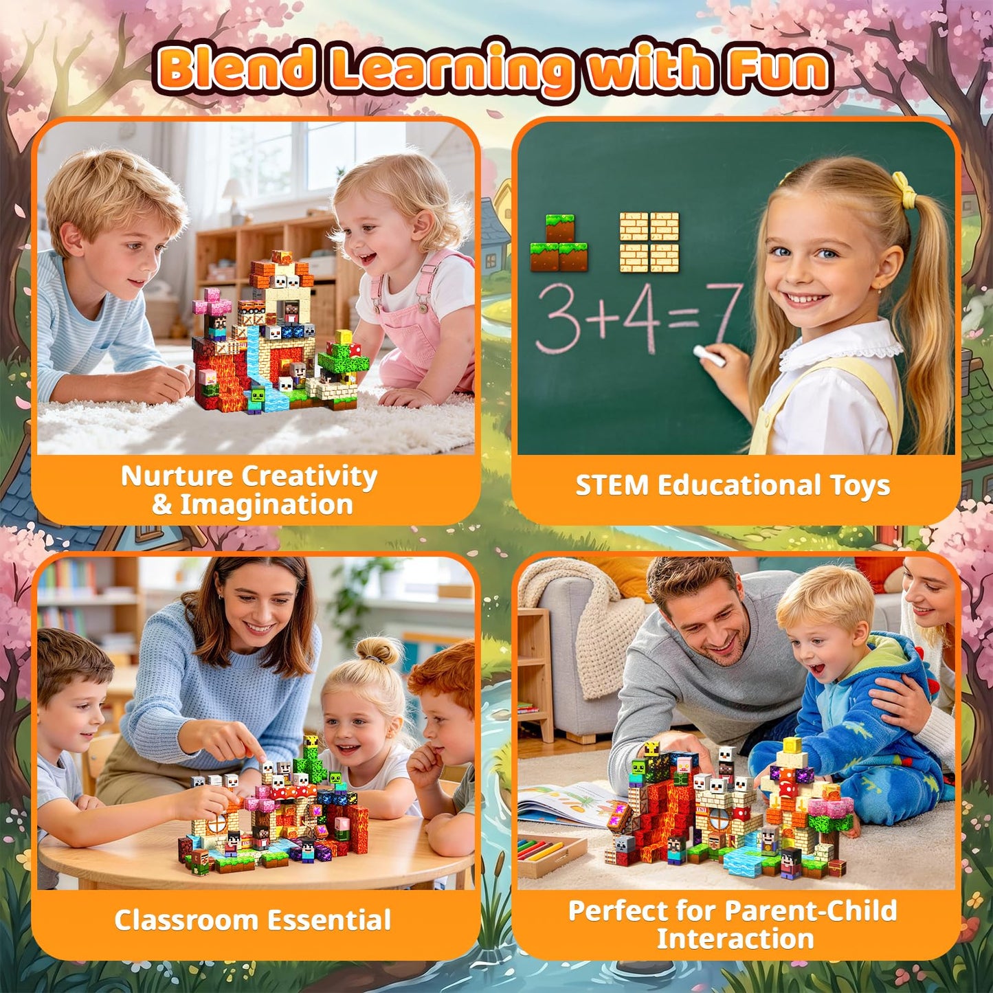 Tasalia Magnetic Building Blocks for Kids Ages 3+, 200PCS 0.8 Inch Magnetic Blocks, Magnetic Cubes Toys, STEM Educational Stacking Blocks for Boys Girls, Perfect Holiday Birthday Gift(Chick Lava)