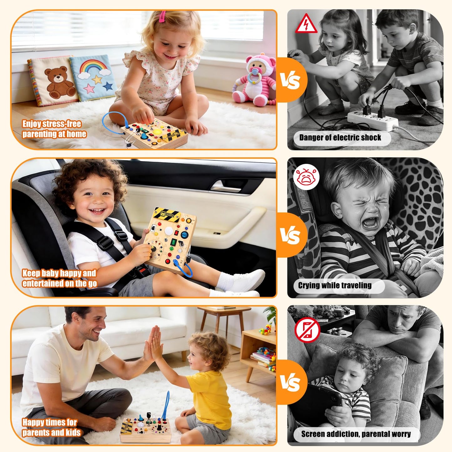 Konijiwa Busy Board - Montessori Toys for 1-3 Years Old Boys & Girls | Sensory Toys for Kids with Autism | Toddlers Learning Activity for Early Development (Busy Board v2)