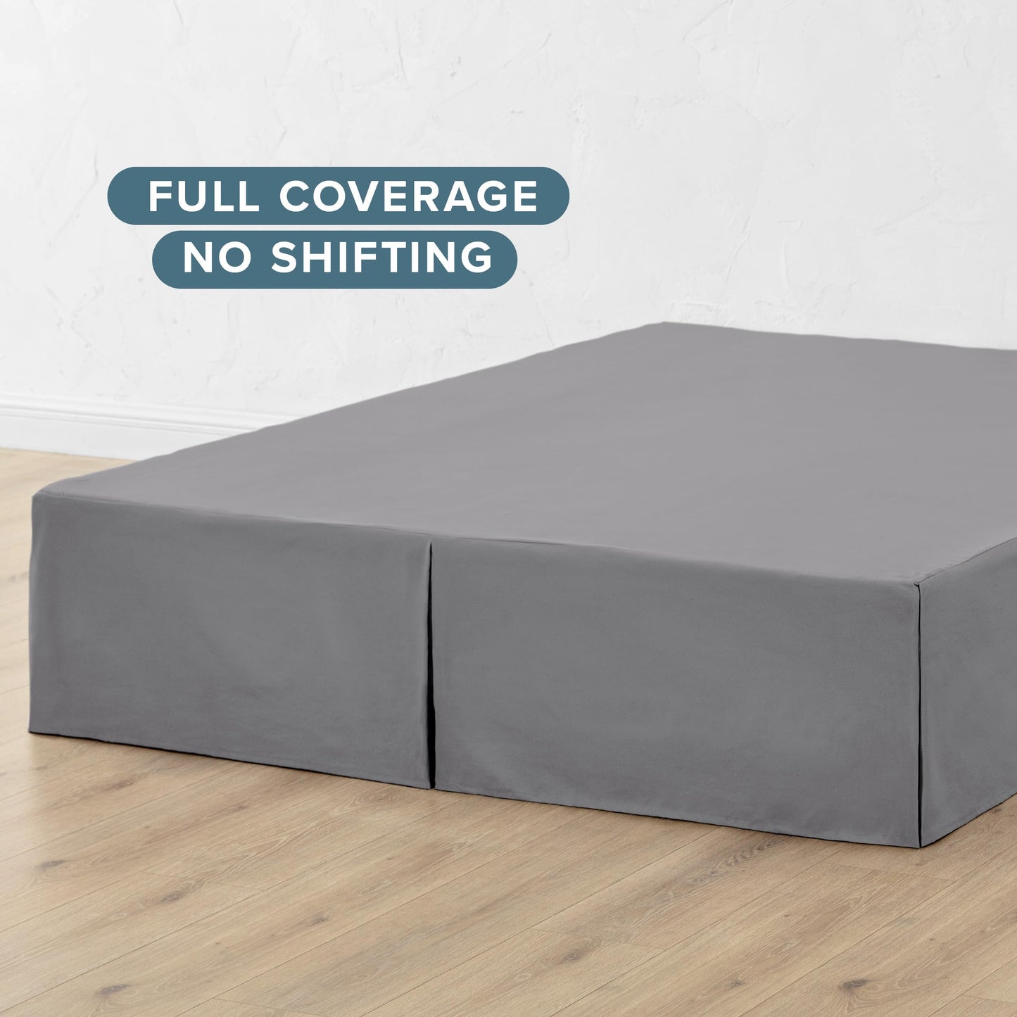 Bare Home Queen Bed Skirt - 15-Inch Tailored Drop Easy Fit - Bed Skirt for Beds - Center & Corner Pleats (Queen, Grey)