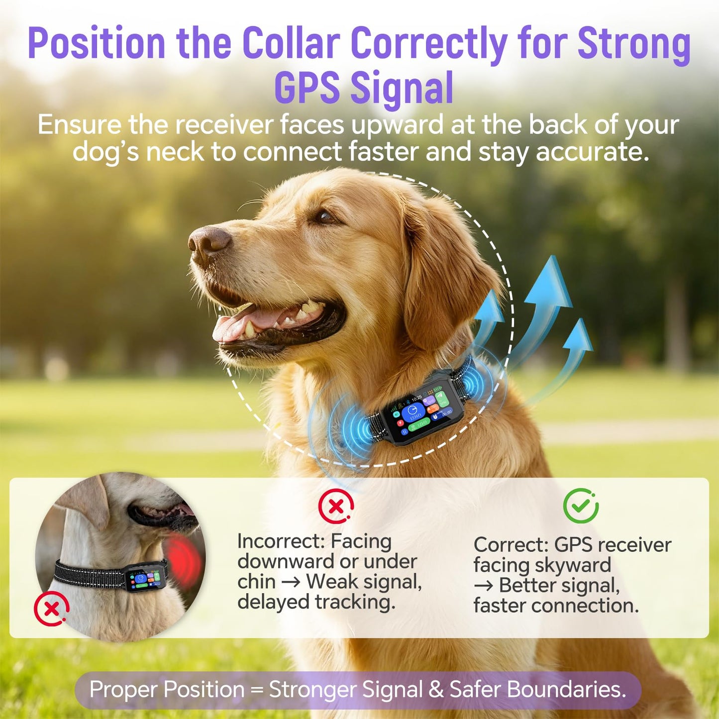 RAINLEOTI GPS Wireless Dog Fence – with Dog Collar & Free App, Custom GPS Fence, Beep/Vibration/Static Modes, IP67 Waterproof, Long Battery Life, for Dogs 10–120 lbs