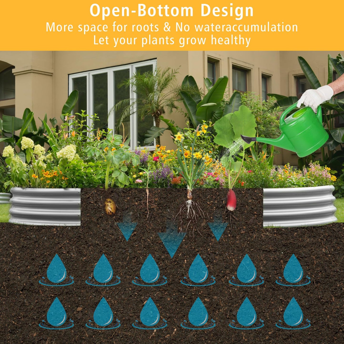 Gardeal Garden Galvanized Raised Garden Bed Kit - Metal Planter Box for Vegetables/Herbs/Flowers, Heavy-Duty Steel Outdoor Garden Box with Reinforced Edges