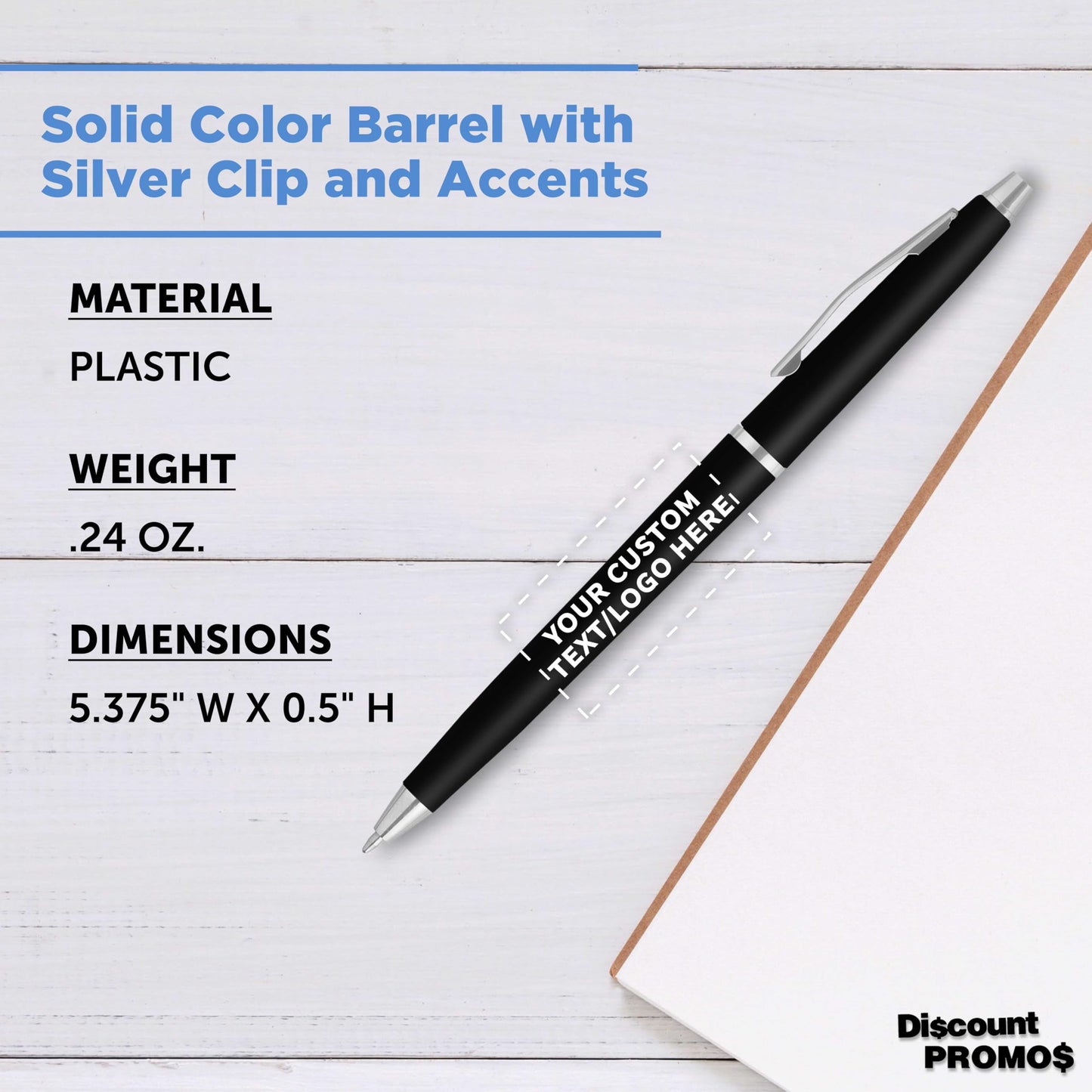 Personalized Langham Ballpoint Pens, Set of 10/50/100 by DISCOUNT PROMOS - Black Ink, Great for Office, Business, Tradeshows - Black