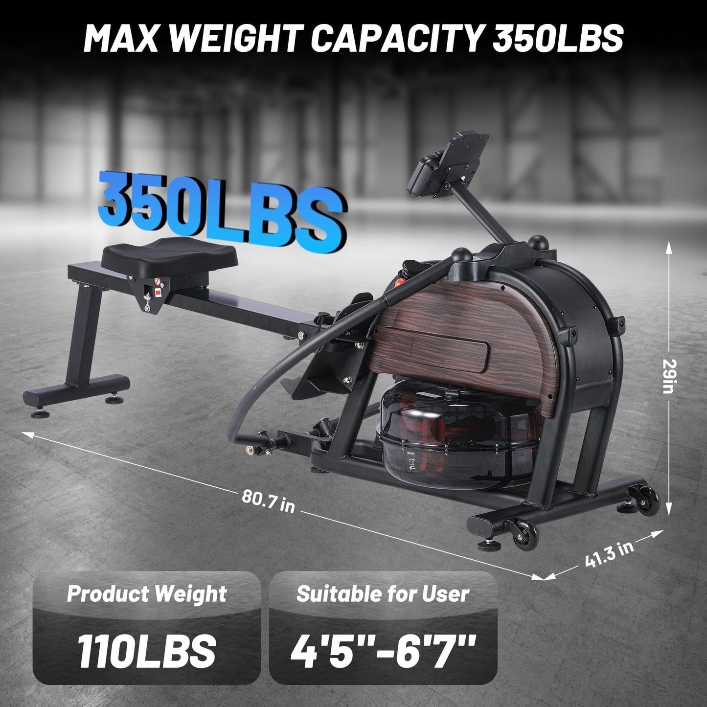 Magnetic/Water Rowing Machines for Home,Full-Body Workout with Max 350Lb Weight Capacity, Rower Machine of Quiet Resistance,App Compatibility & Space-Saving Design