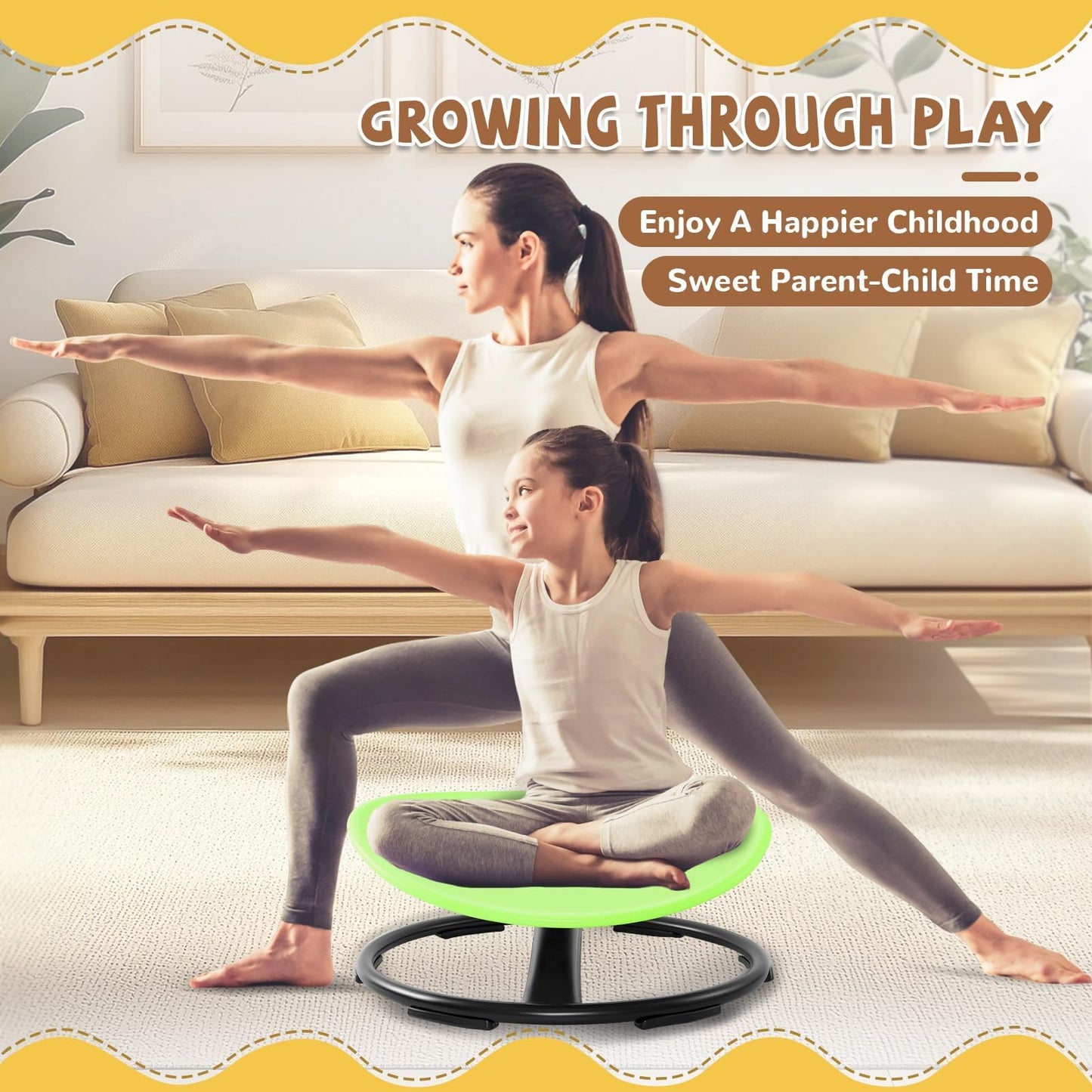 Zhenx Spinning Chair for Autistic Kids (Ages 3-18) - 220LBS Capacity Sensory Swivel Seat - Sensory Toy for Teens with ADHD/Autism - Sit and Spin Calming Gift to Improve Focus & Body Balance (Green)