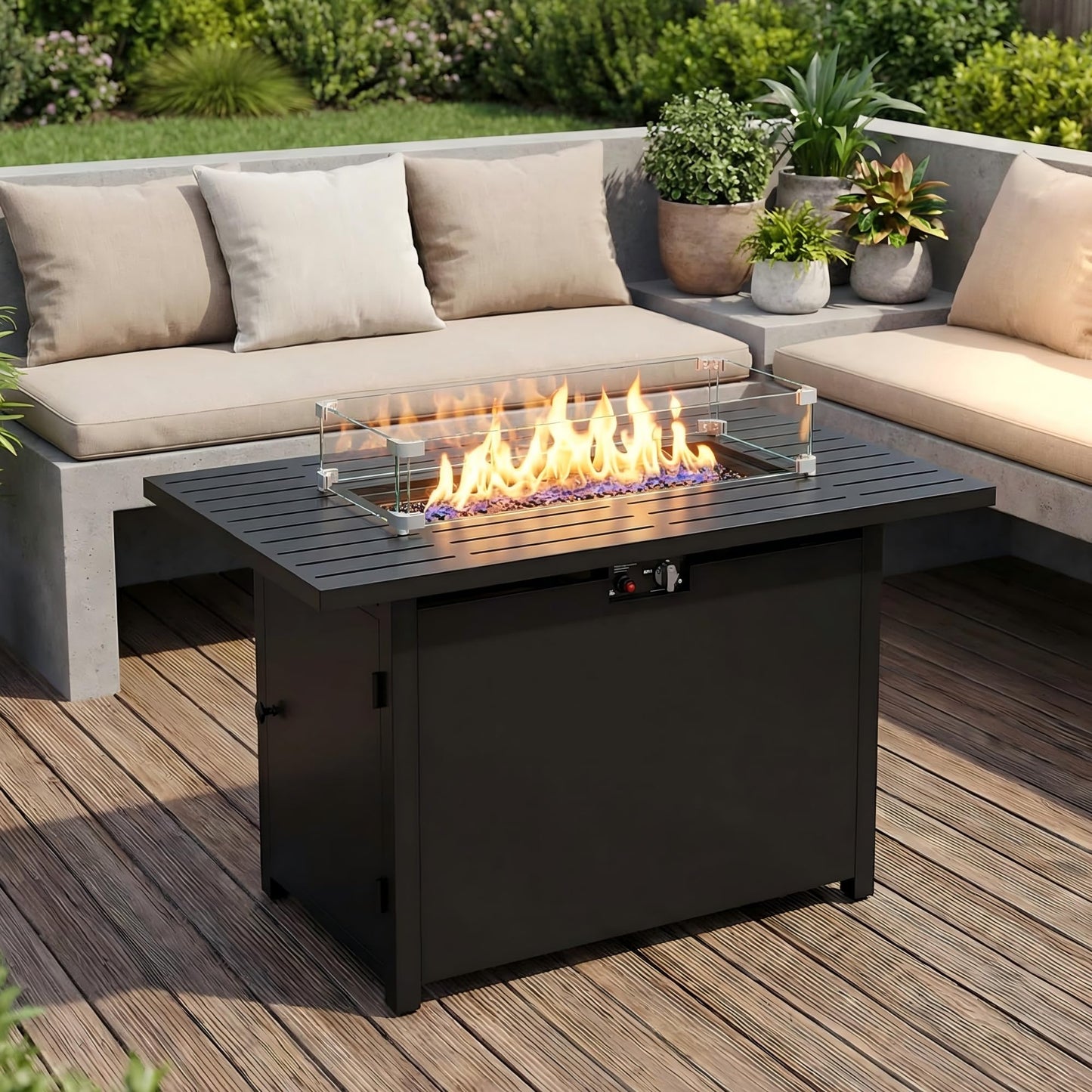 Wisteria Lane 43" Propane Fire Pit Table, 50,000 BTU Gas Fire Pit for Outside, Outdoor Fire Pit with CSA Certification for Patio Balcony Garden Deck Backyard