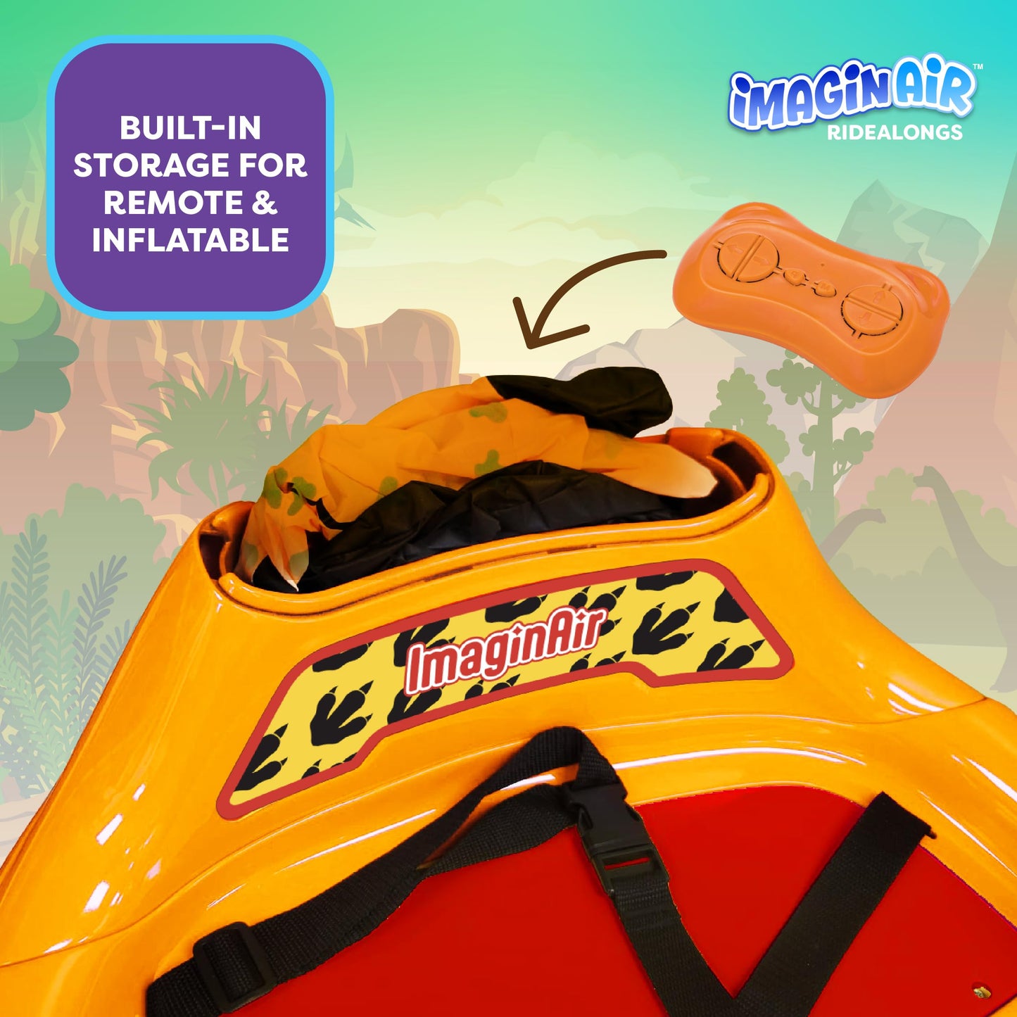 ImaginAir 6V Raptor Dinosaur Toys Bumper Car - Kids Car to Drive, Ride On Toy, Auto-Inflated, w/Music, Parent Remote Control, LED Lights, 360° Spin, 1 MPH, Max Weight of 66lbs, Age 1.5-4 Years