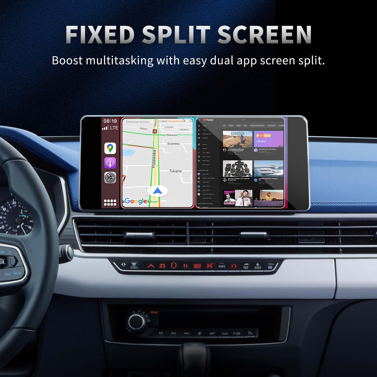 VNILRGLE 4-in-1 Wireless CarPlay Adapter & Android Car Wireless Adapter, Compatible with Streaming Services Like Netflix and YouTube, Split-Screen and Mirroring Functions(Silver)