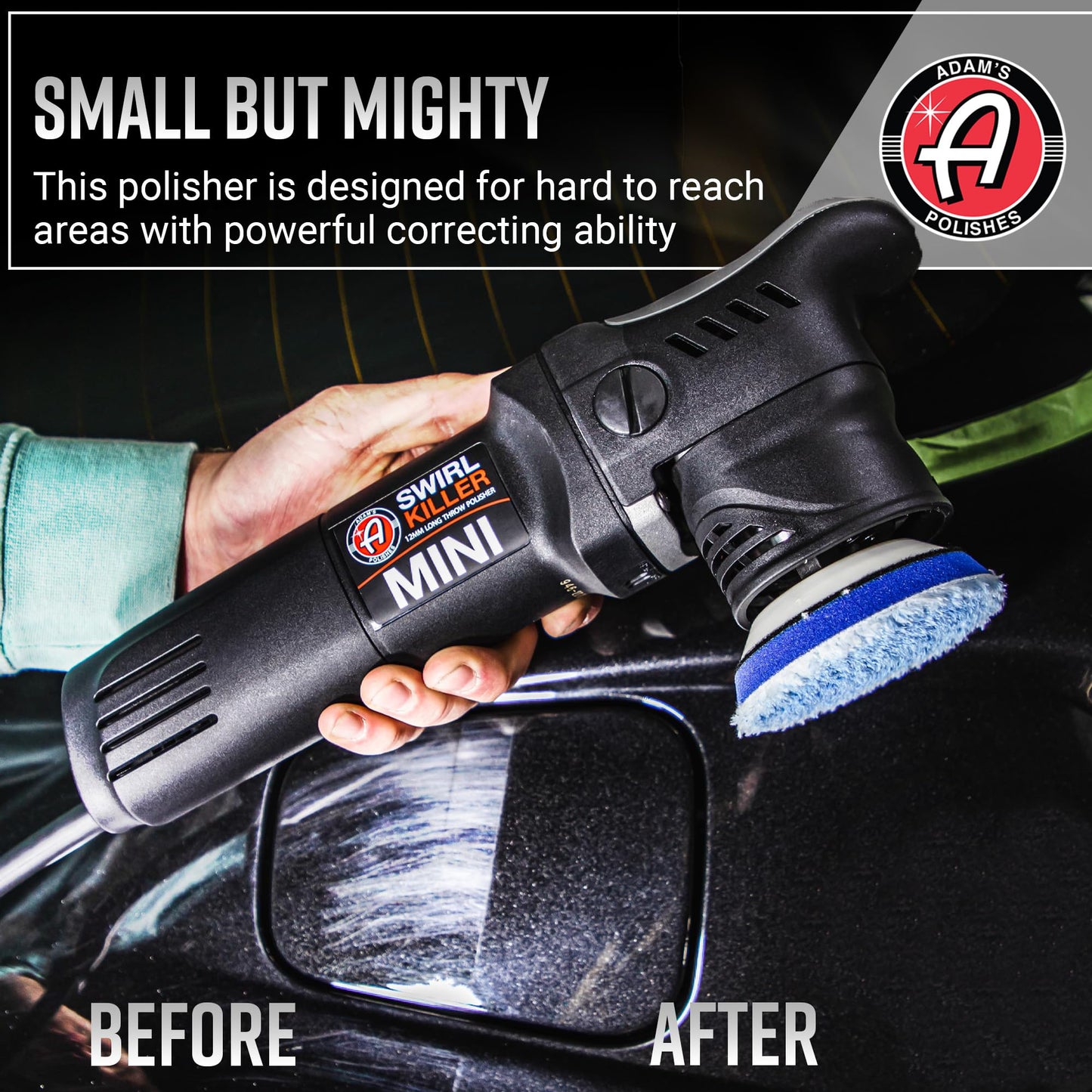 Adam's Polishes Swirl Killer 12mm Polisher - Orbital Polishing Paint Correcting Buffer Tool - Car Scratch Remover - Use Post Car Wash Clay Bar & Pre Wax or Ceramic Coating