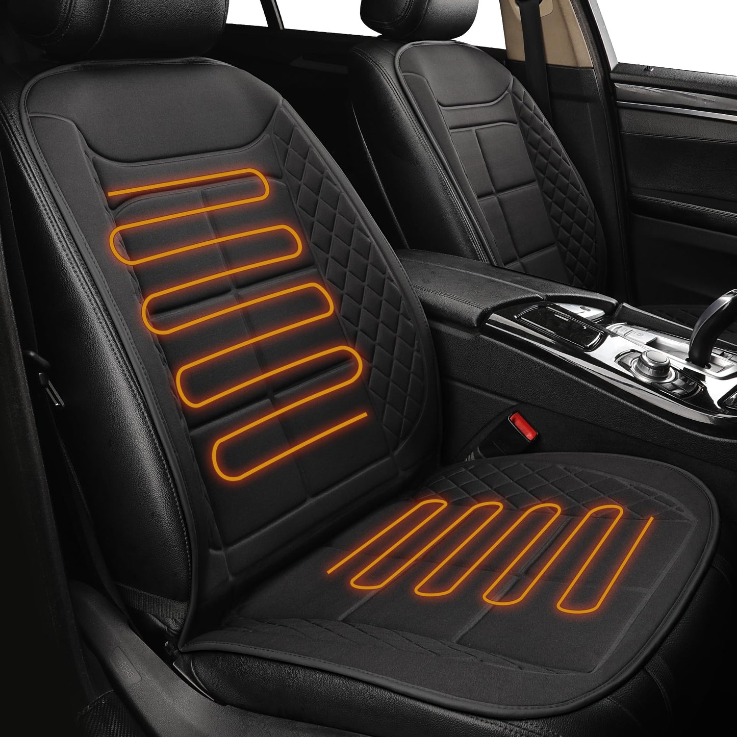 SriGM Car Seat Cushion Comfortable Seat Cover for Cars Trucks SUV Van, Full Back and Seat Cushion for Driver or Passenger Black 1 Pack