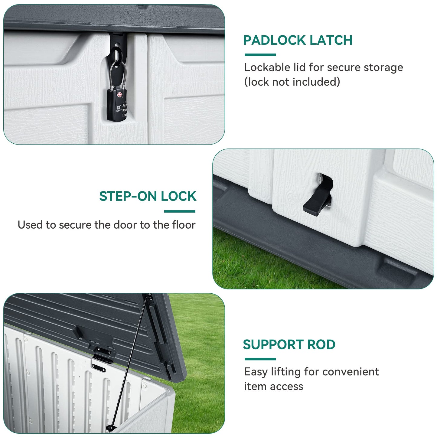 YITAHOME Extra Large Outdoor Horizontal Storage Shed, 4.5x4ft Resin Tool Sheds w/o Shelf, Easy to Assemble Waterproof Storage for Trash Cans, Garden Tools, Lawn Mower, Lockable, Light Gray