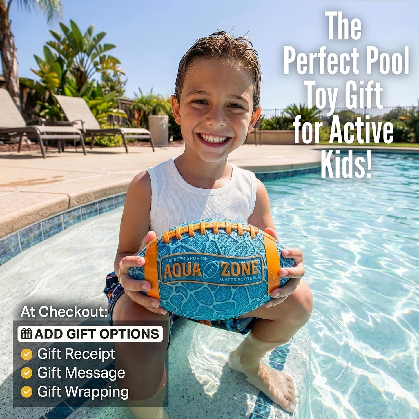 Water Football for Pool & Beach - Best Pool Toys for Kids All Ages - Easy Grip & Soft to Catch Footballs - Fun Outdoor Games Sports Toy - Pool Gifts for Kids 5 6 7 8 9 10 11 12 + Year Old Boy & Girl