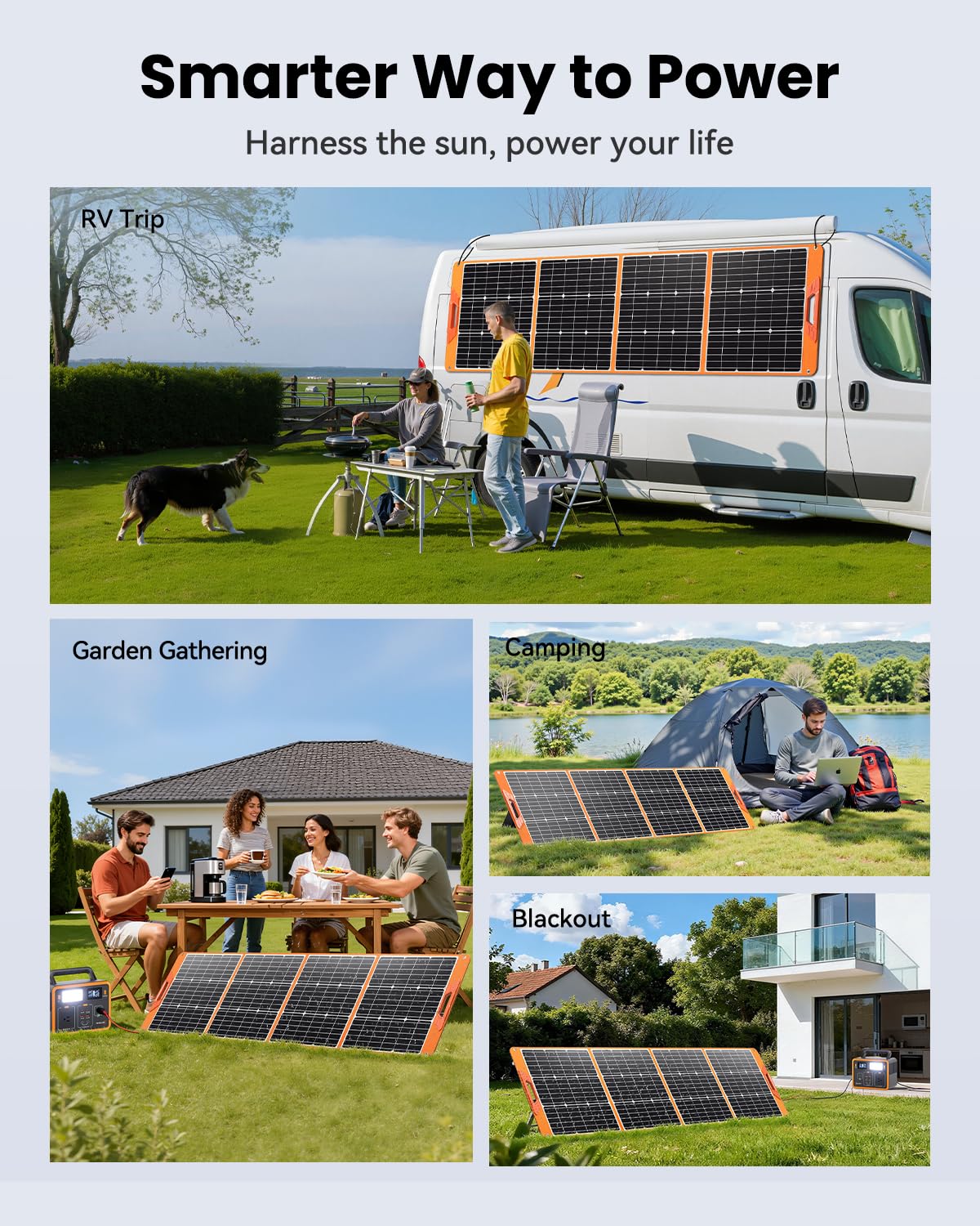 SOLUPUP 200 Watt Portable Solar Panel for Power Station, 24% High Efficiency Foldable Solar Charger with MC4 & USB Outputs, IP66 Waterproof Solar Panels with 4 Kickstands for Trip RV Camping Off Grid
