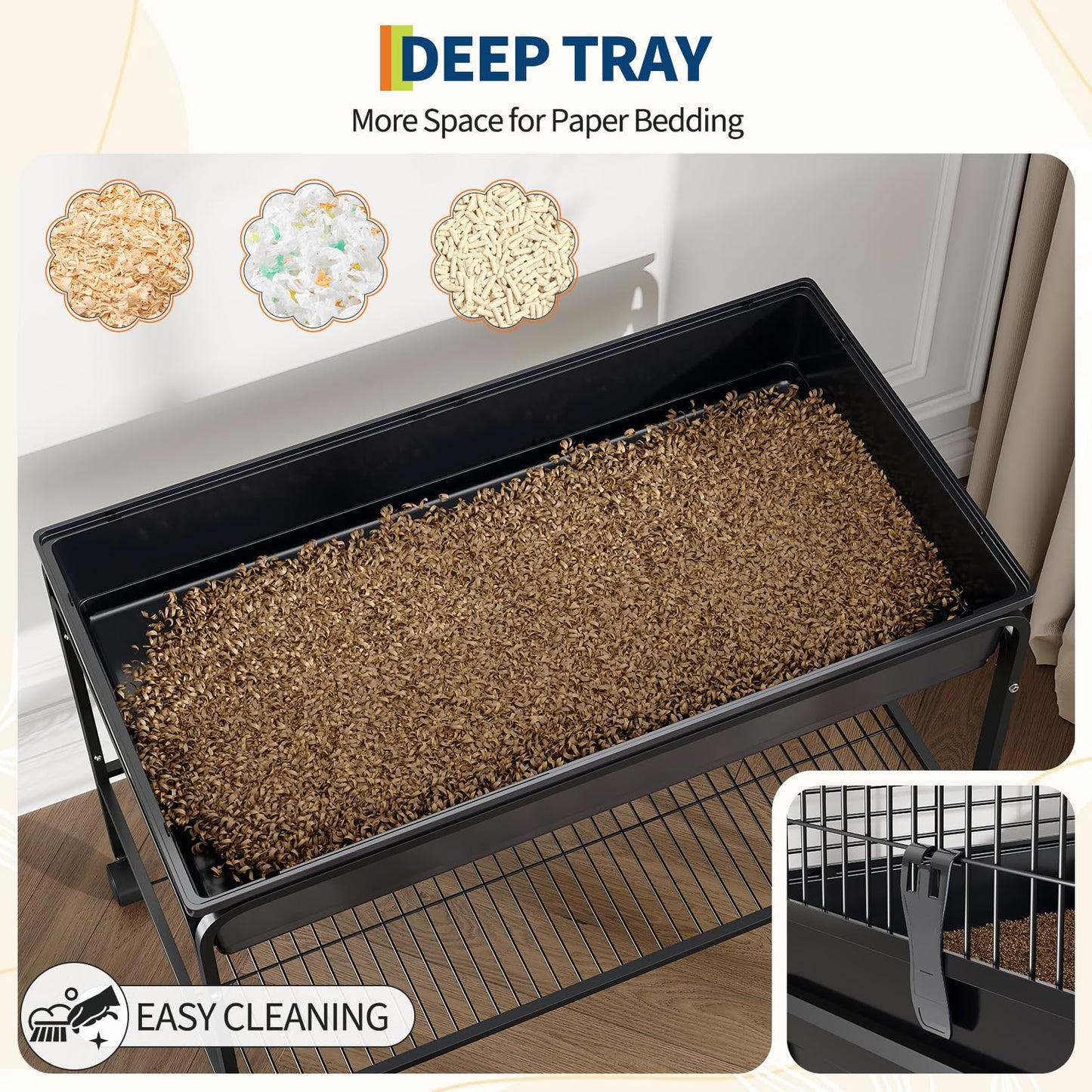 Guinea Pig Cage Kit, Small Animal Cage with Hay Holder, Water Bottle, Food Bowl, Metal Pet Habitat for Hamster, Chinchillas, Guinea Pigs, Rabbit, Squirrel, Gerbil