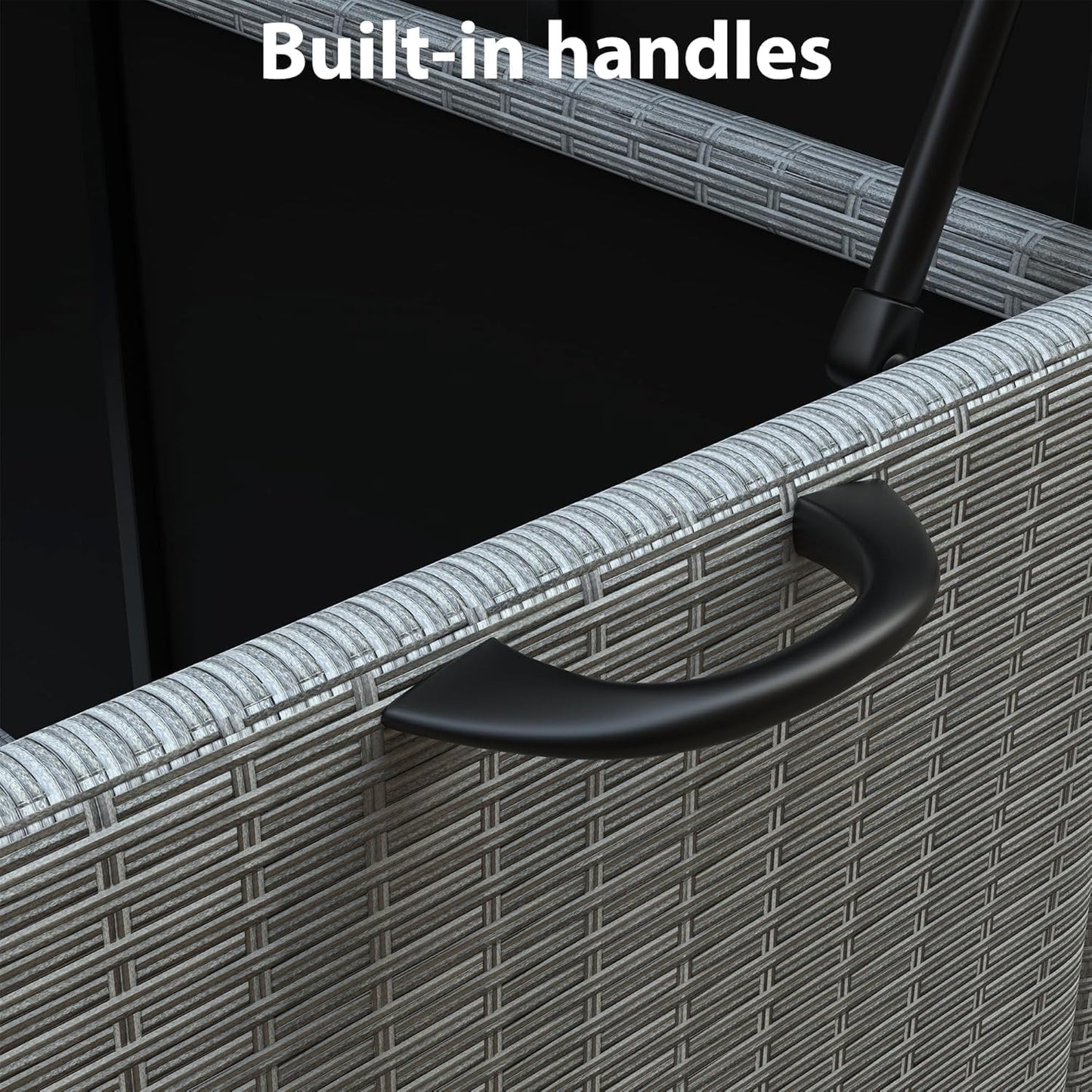 Hipicute 140 Gallon Outdoor Storage Deck Box, Large Rattan Storage Bin Wheel for Patio Cushions, Garden Tools and Pool Supplies, Waterproof, Grey