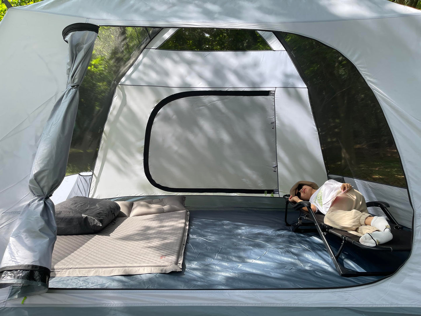 Three Bears Outdoor 6 Person Camping Tent - Waterproof Windproof Double Layer Design - Family and Car Camping - with Carry Bag and Storage Pouch - 76 Inches High (Dark Blue)