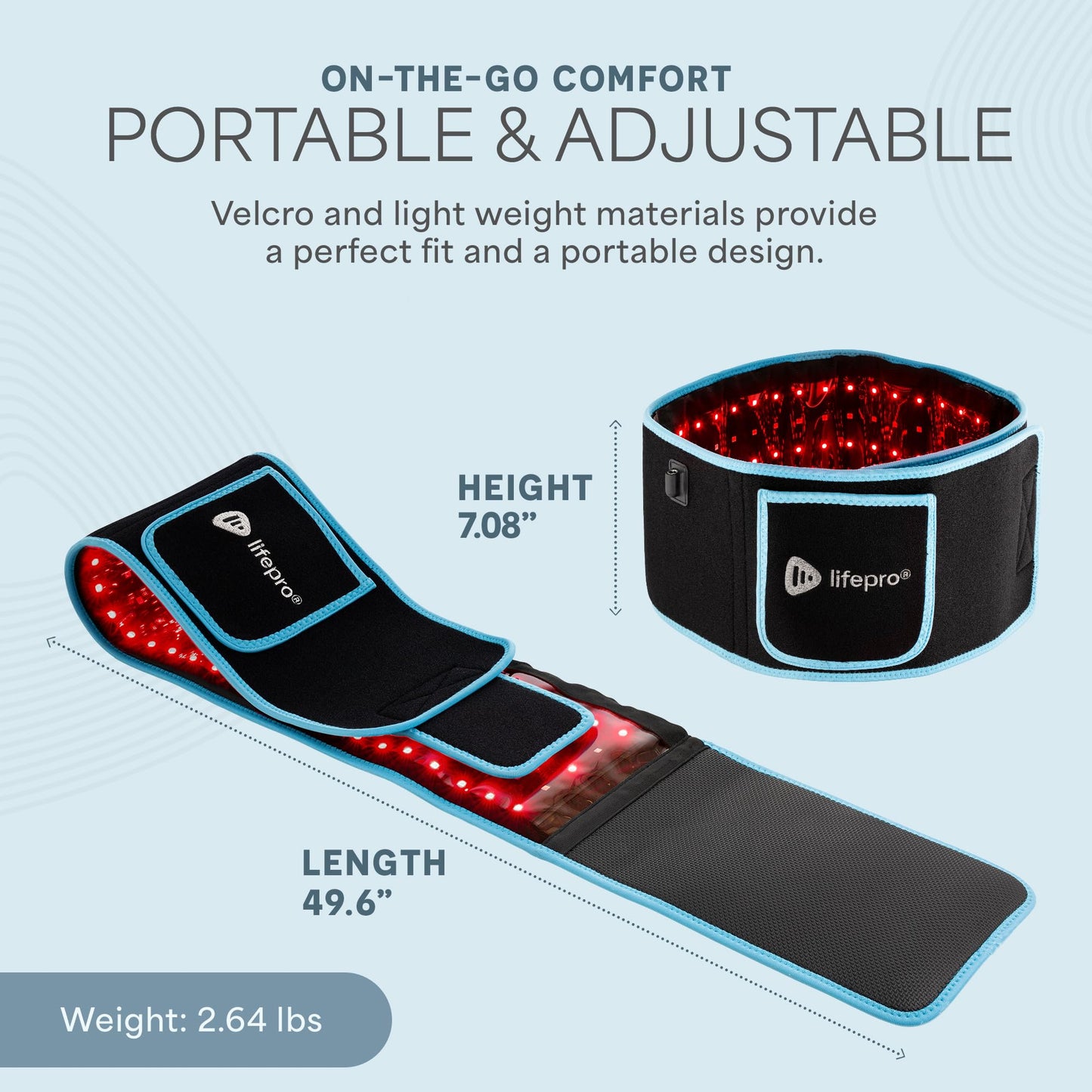 Lifepro Red Light Therapy Belt – Infrared Red Light Therapy for Body, Back and Shoulder - 660nm & 850nm Near Infrared Heating Pad – Adjustable & Portable for Wellness & Relaxation