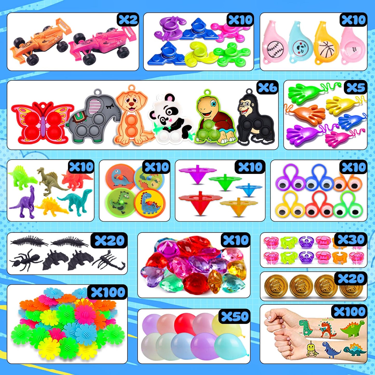 Kiss Monkey Party Favors for Kids 8-12 4-8, 640 PCS Fidget Toys Bulk, Prize Treasure Box Toys for Classroom, Goodie Bags Stuffers for Kids, Birthday Gifts, Carnival Prize, Pinata Stuffers