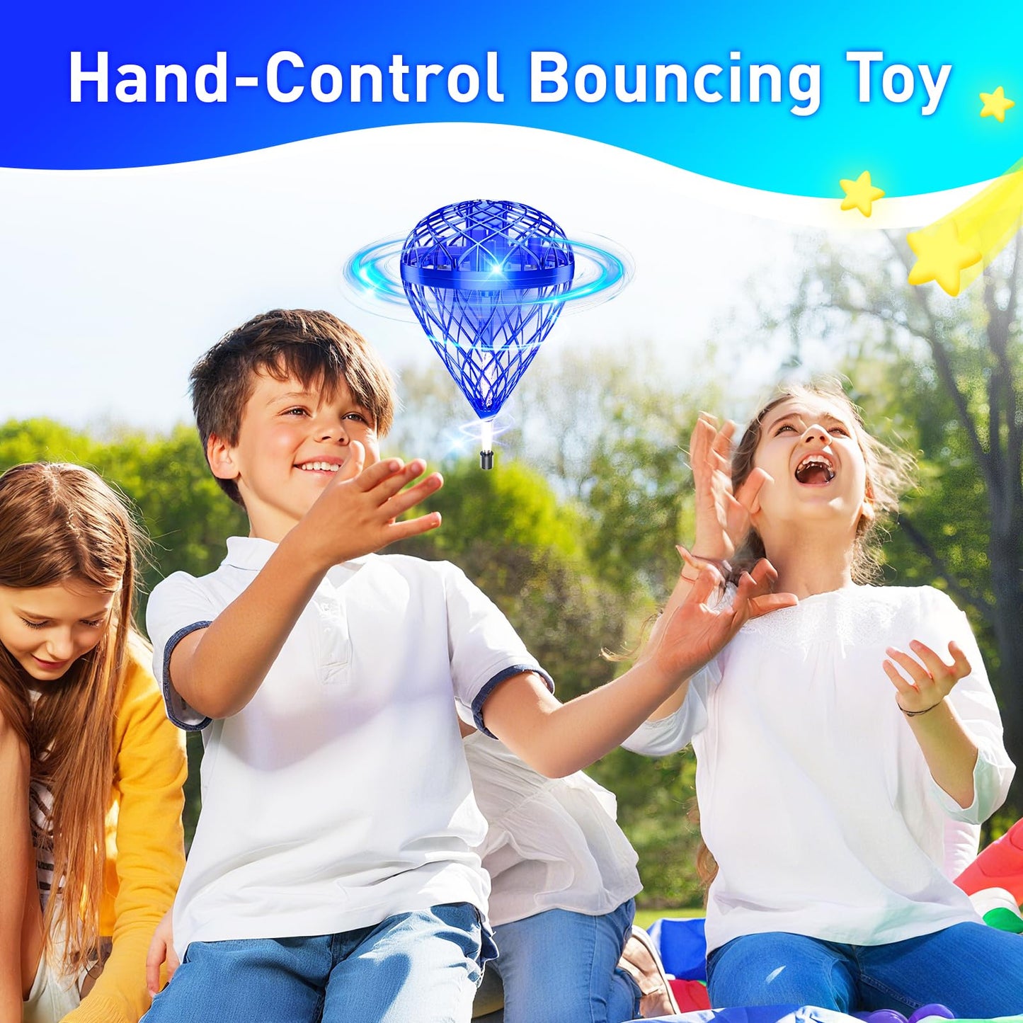 Flying Bouncing Ball Toys 2026 - Cosmic Galaxy Hove Orb Ball Hand Controlled Leap Drone with LED Lights, 3D Flips Cool Spinner Outdoor Indoor Toy Gifts for 6 7 8 9 10+ Year Old Boys Girls Teens (Blue)