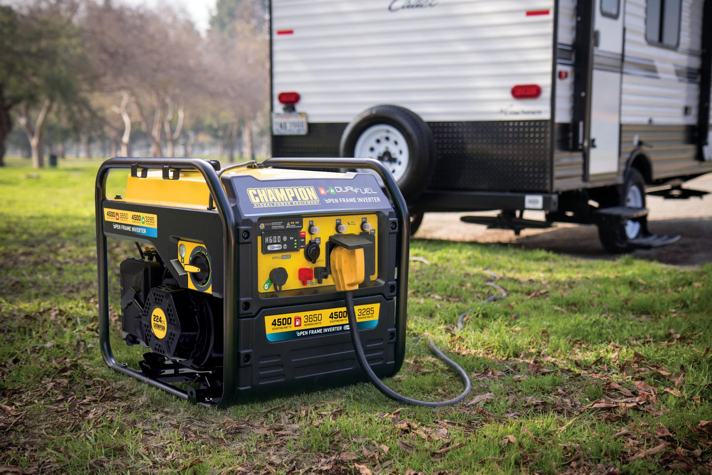 Champion Power Equipment 4,500-Watt Electric Start Dual Fuel RV Ready Portable Open Frame Inverter Generator with Quiet Technology and CO Shield®
