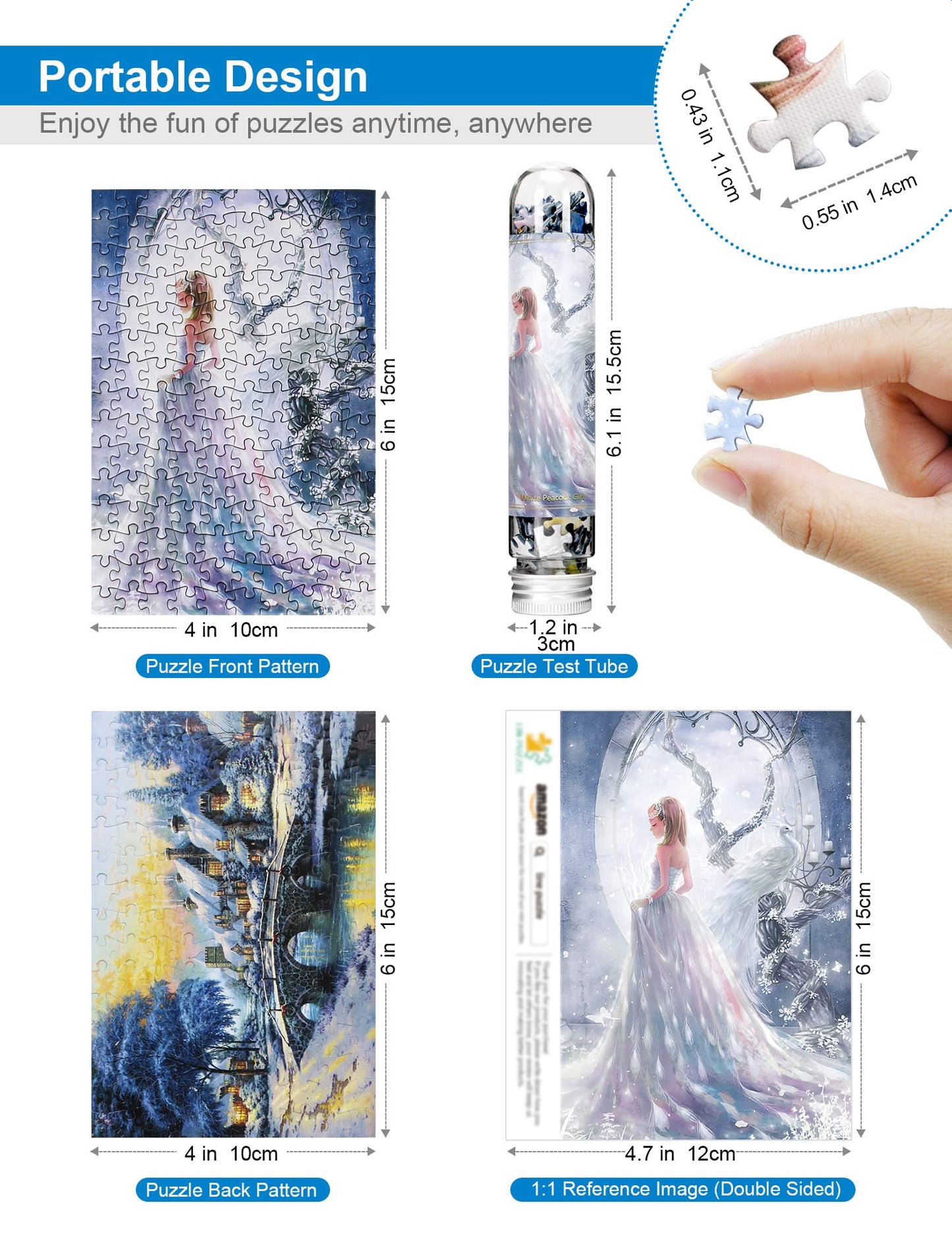 Mini Jigsaw Puzzles for Adults (4 Packs) Double-Sided Puzzle with Reference Blueprint, Micro Puzzle, Comes with Tweezers for Small Puzzles, Suitable As a Gift (4 pcak -1)