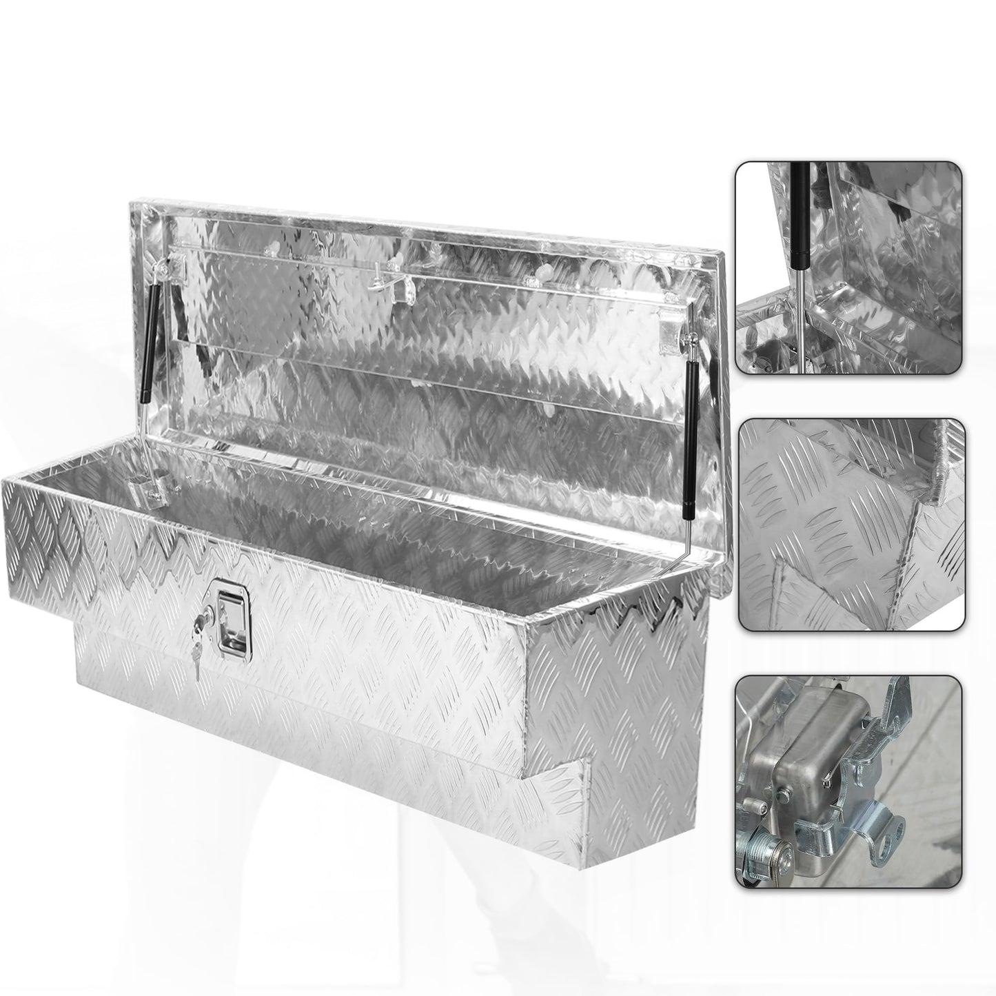 Vigorighter 48 Inch Side Mount Truck Tool Box, 48"X13"X12.5" Aluminum Pickup Truck Bed Tool Box Storage Toolbox, Silver