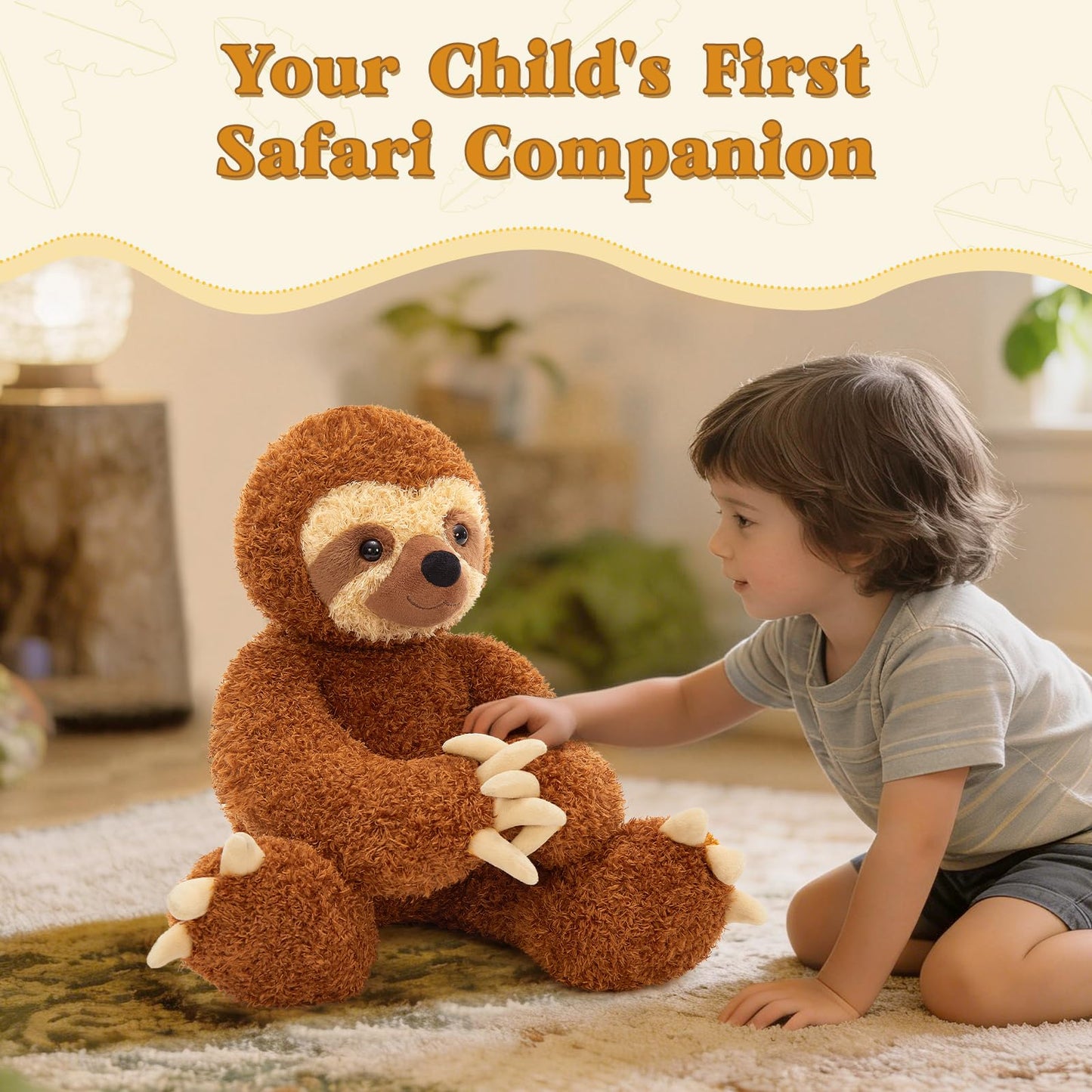 MorisMos Sloth Stuffed Animal 18" Plush Sloth Plush Toy Sloth Plushie Huggable Sloth Pillow Stuffed Sloth Toy Gifts for Boys Girls and Kids for Comforting Companion Imaginative Play