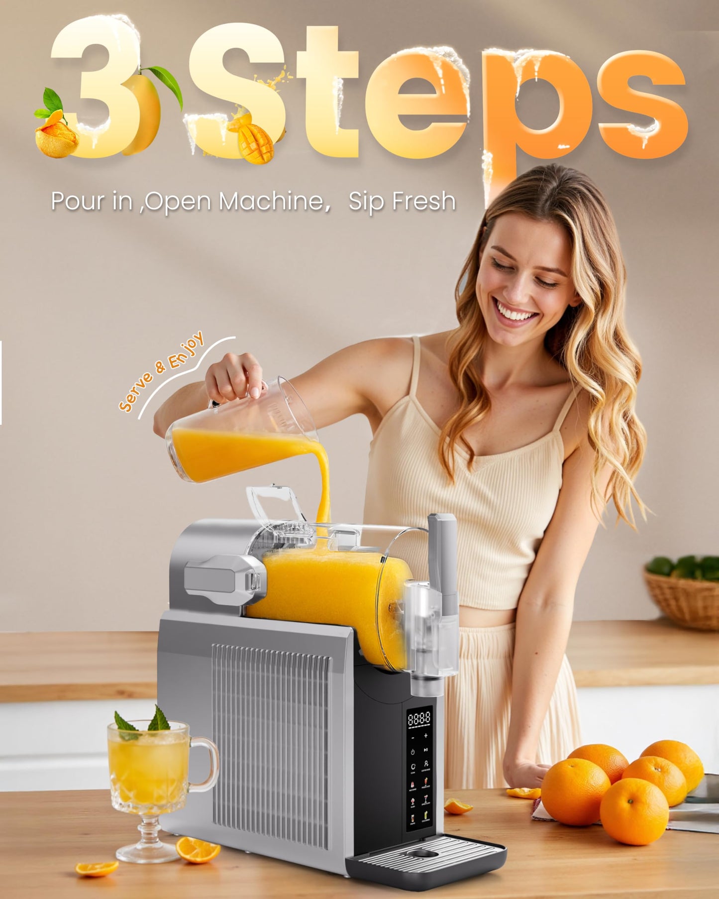 Slushie Machine, EASTPUS 68oz No Ice Needed, Frozen Drink & Soft Serve Maker, Rapid Freeze, 6 Presets, Self-Cleaning – For Slushies, Margaritas, Smoothies, Milkshakes, Frappés & More (2025 Version)