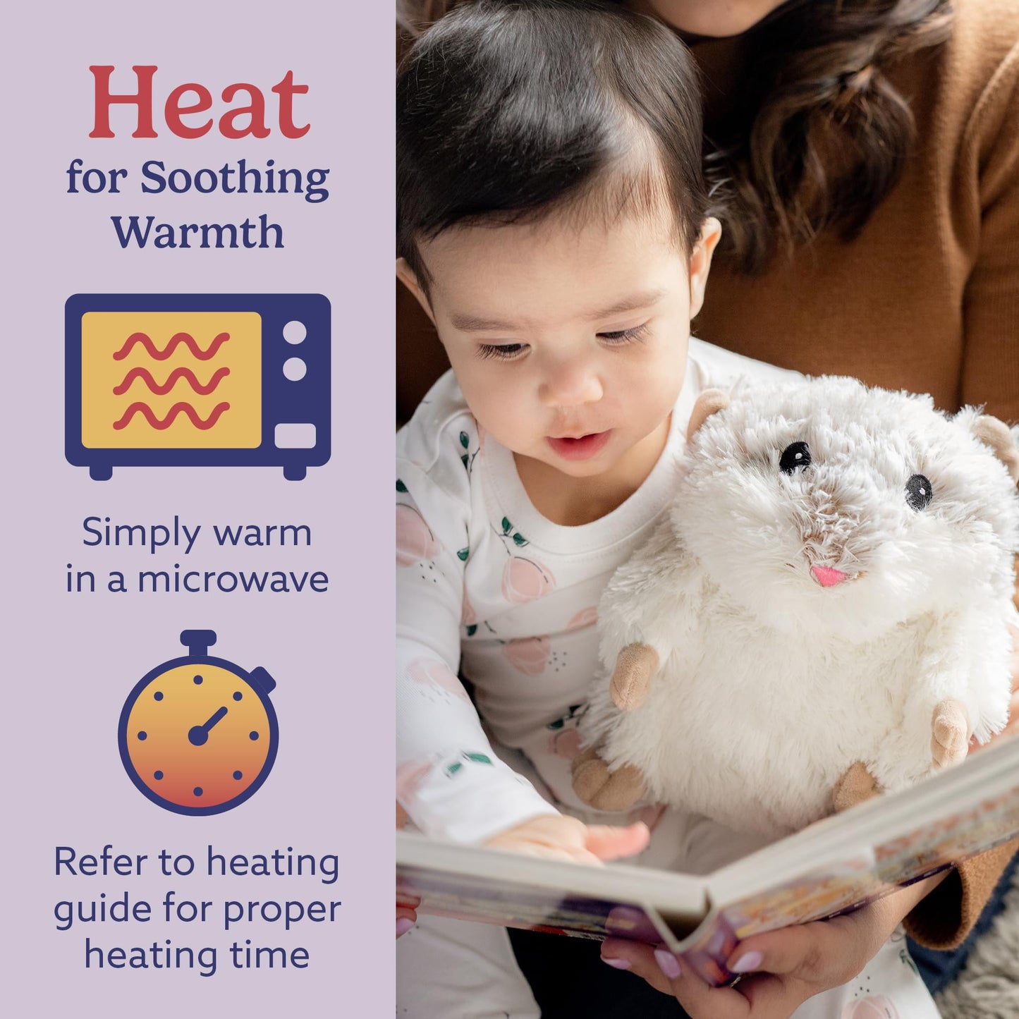 warmies Microwavable & Weighted Stuffed Animals, Hamster - Heated Stuffed Animal Plushie for Warmth & Comfort - Cute Soft Plush Toys for Adults & Children (Boys, Girls, Babies & Toddlers)