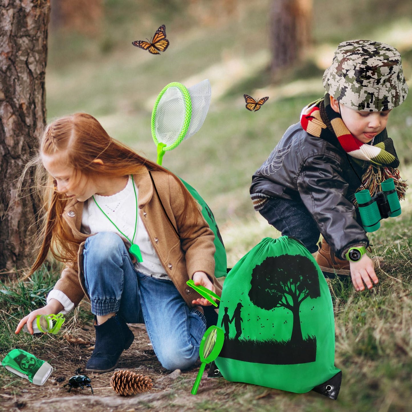 YOPINSAND Kids Explorer Kit & Bug Catcher Kit, Camping Gear for Kids, Outdoor Exploration Set with Backpack & Hat, Binoculars, Ideal Outdoor Camping Adventure Toys for Boys Girls 3-12