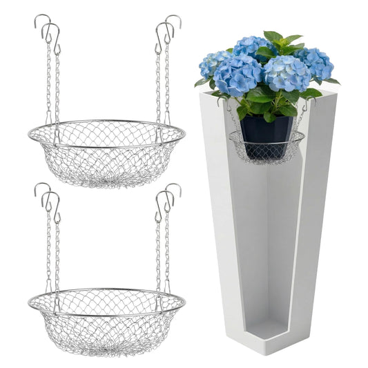 YAHSHYEN 2-Pack Adjustable Planter Insert, Heavy Duty Plant Riser for Large Pots, Drainage & Airflow Support, Fits 10-18 inch Pot