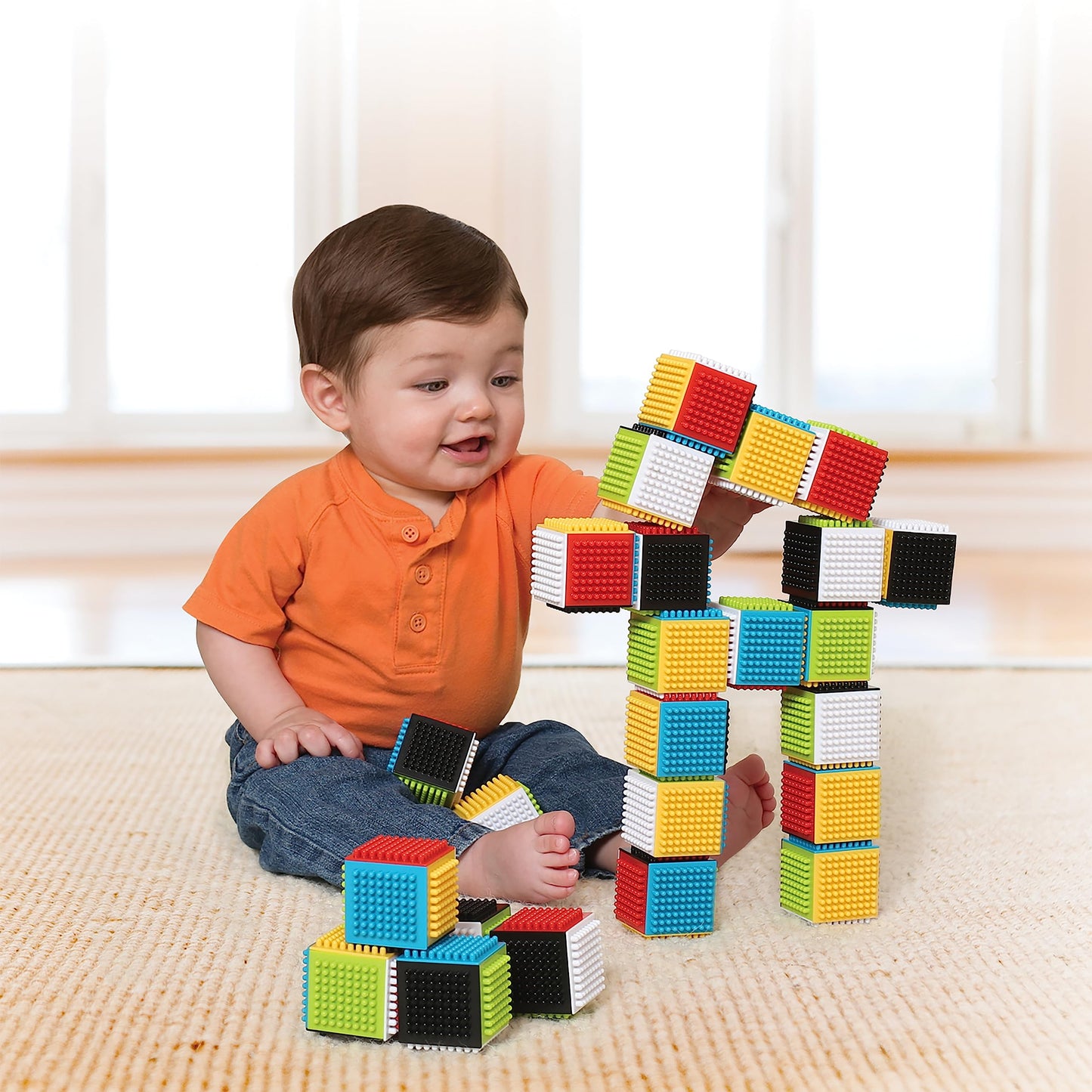 Infantino Building Blocks Set, Soft 12-Piece & Interlocking 24-Piece for Babies & Toddlers