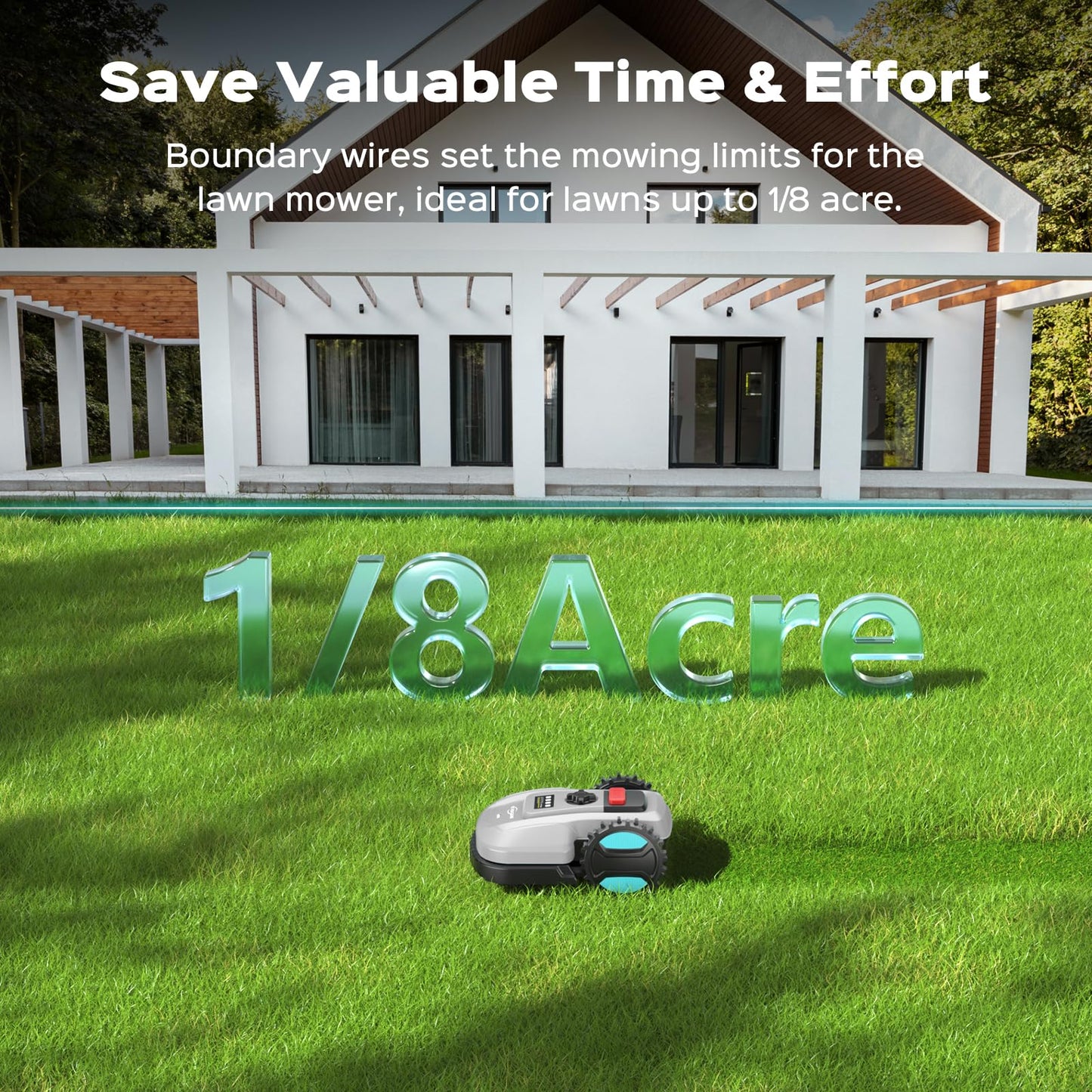 Robotic Lawn Mower with App Control, Auto-Charging & Obstacle Avoidance, Adjustable Cutting Height, Weather Sensor Smart Automatic Lawn Mower for Lawns up to 4300 sq.ft