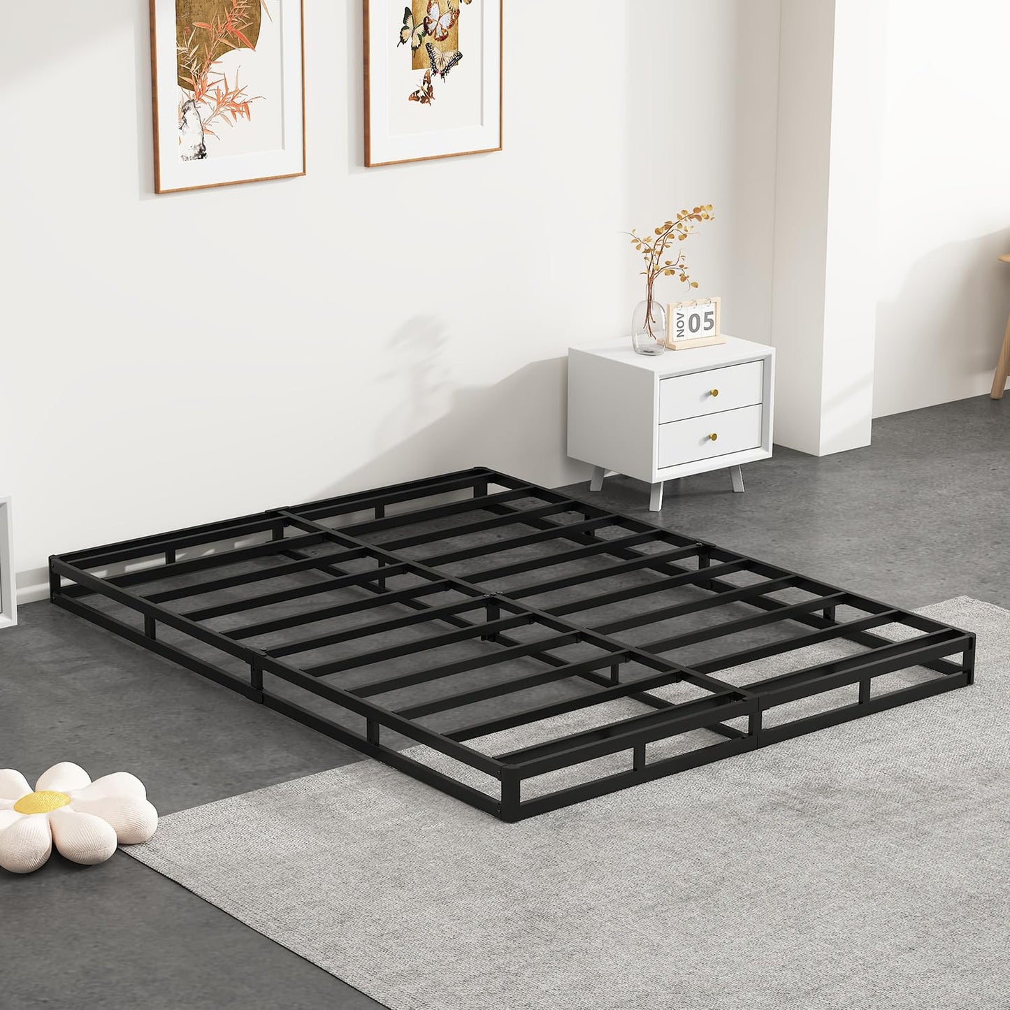 NHODIR 5 Inch Queen Box Spring-Heavy Duty 3000LBS Metal Bed Foundation, Noise-Free & Tool-Free Easy Assembly,Mattress Support Base for Queen Size Bed