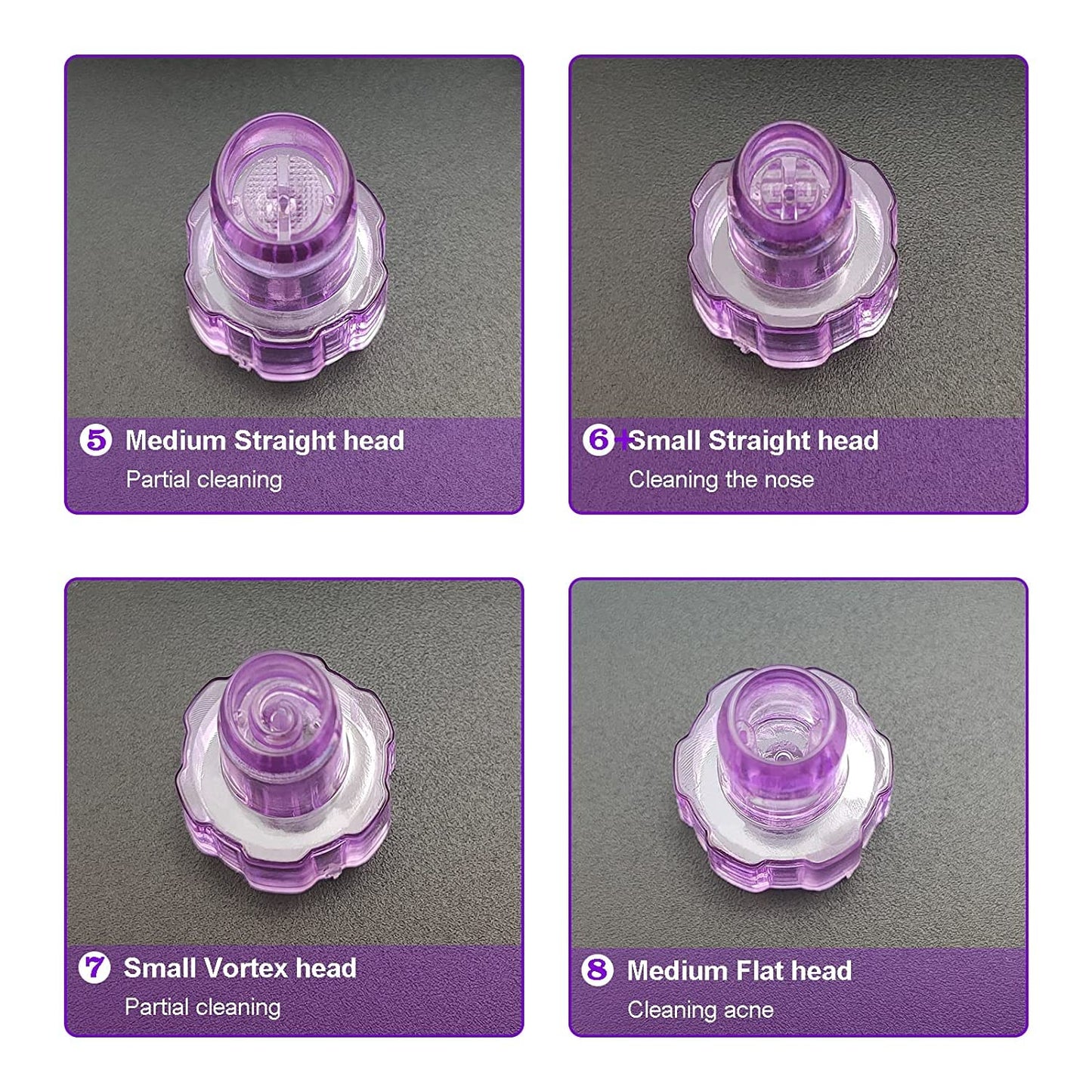Elitzia Plastic Dermabrasion Microderma Heads Facial Aqua Peel Tips Water Peeling Caps Facial Care Skin Cleaning Tool Beauty Machine Replacement Spare Parts 8pcs Per Set（Purple）