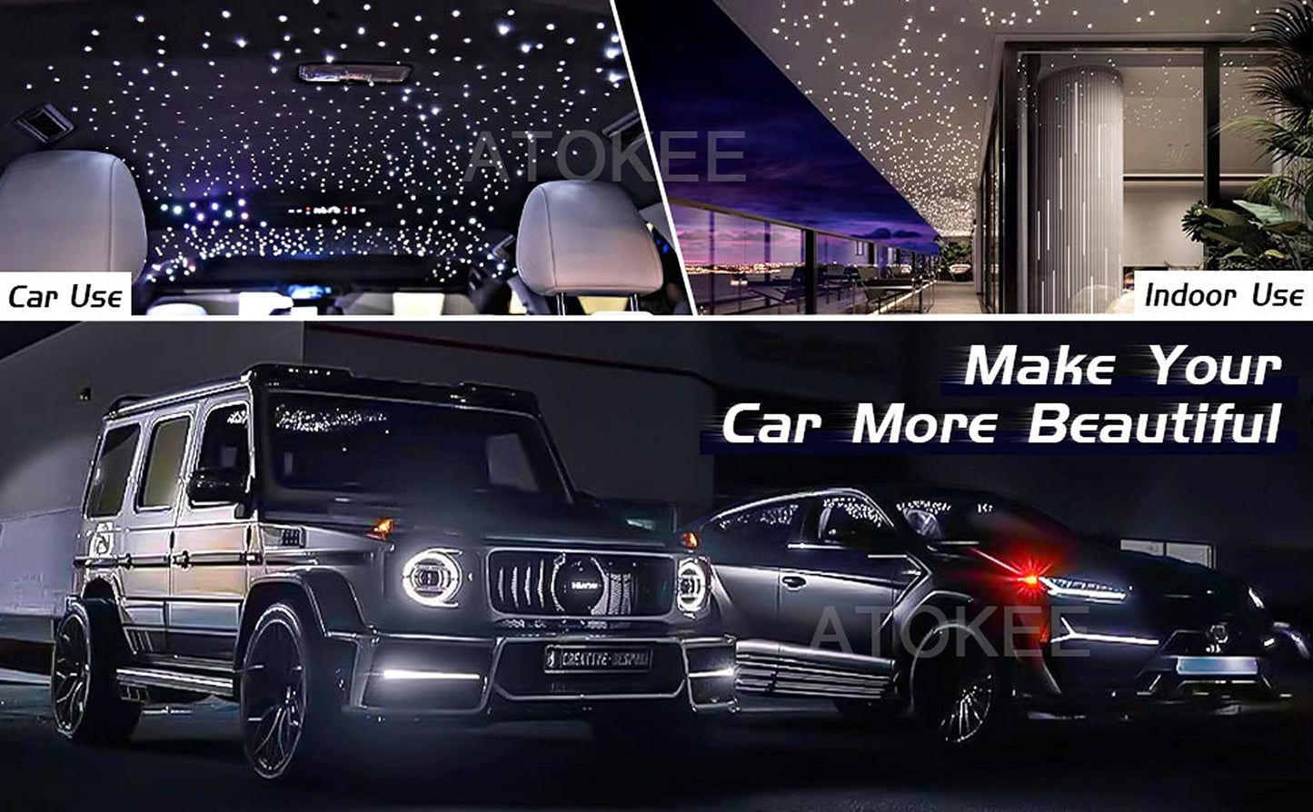 ATOKEE Twinkle Starlight Headliner Kit Mixed 450pcs 9.8ft, 16W Small Size Fiber Optic Lights Car Star Roof Lights with APP/RF Remote Music Mode