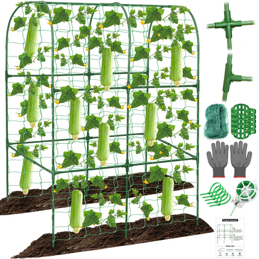 Cucumber Trellis for Raised Bed 50 x 34 Inch U-Shape Garden Trellis for Climbing Plants Outdoors Metal Garden Cucumbers Arch Trellis, Cucumber Plant Support for Tomato, Pea, Zucchini, Vine Flower