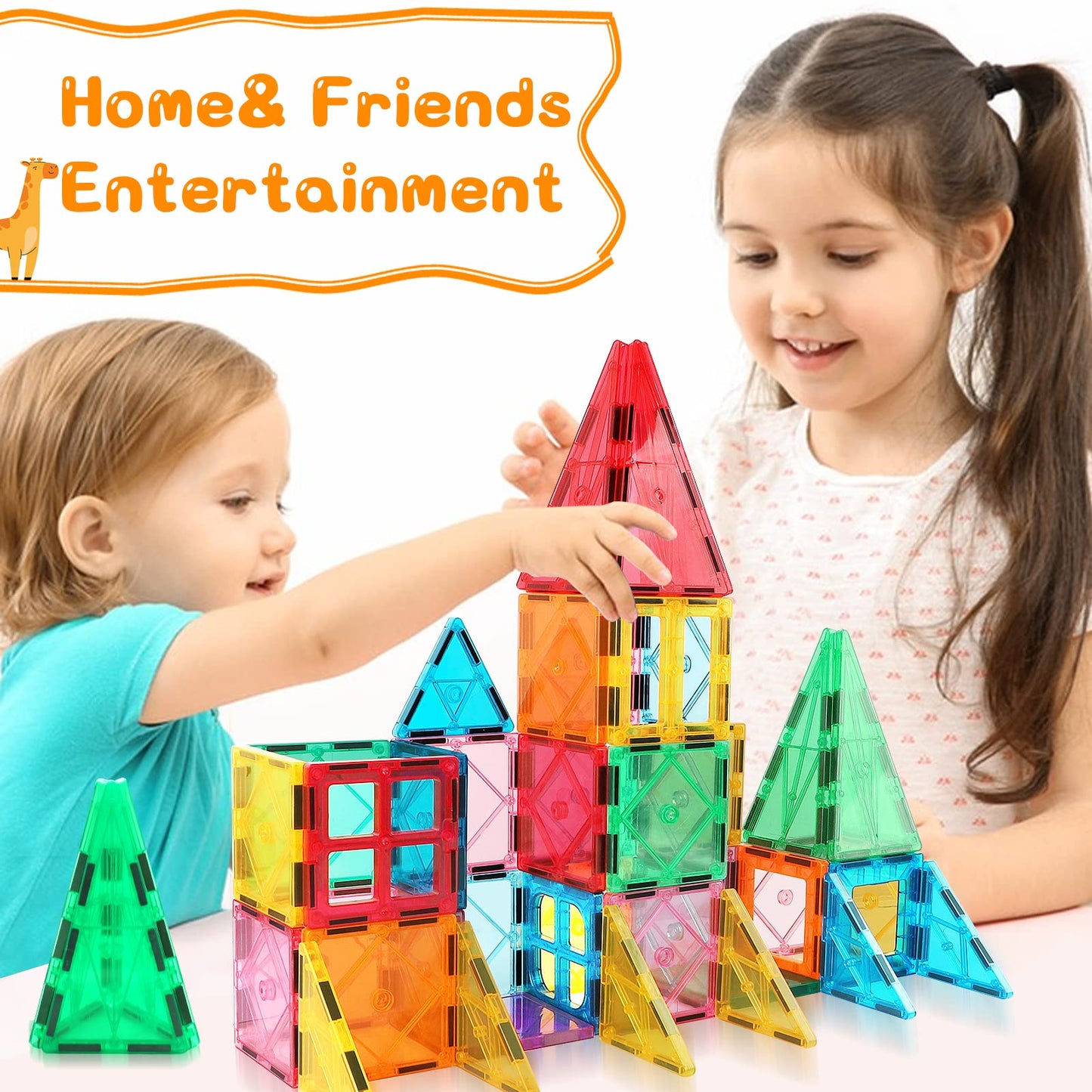 Mruikeny Magnetic Tiles Building Blocks for 3 4 5 6 7 8+ Years Old Boys Girls Colorful Magnet Stacking Toys Birthday Gift for Toddlers STEM Preschool Educational Construction Tiles Set