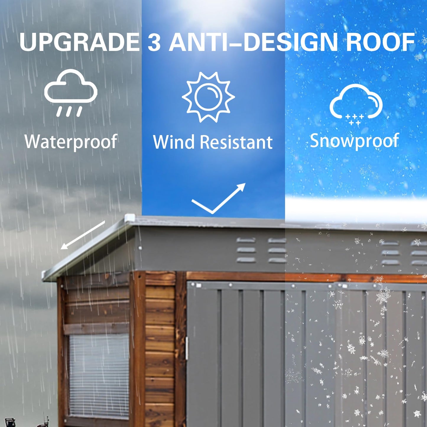 EUHOME 3x5FT Wood Outdoor Storage Shed with Lockable Double Doors & Ventilation Windows for Garden, Lawn, Patio