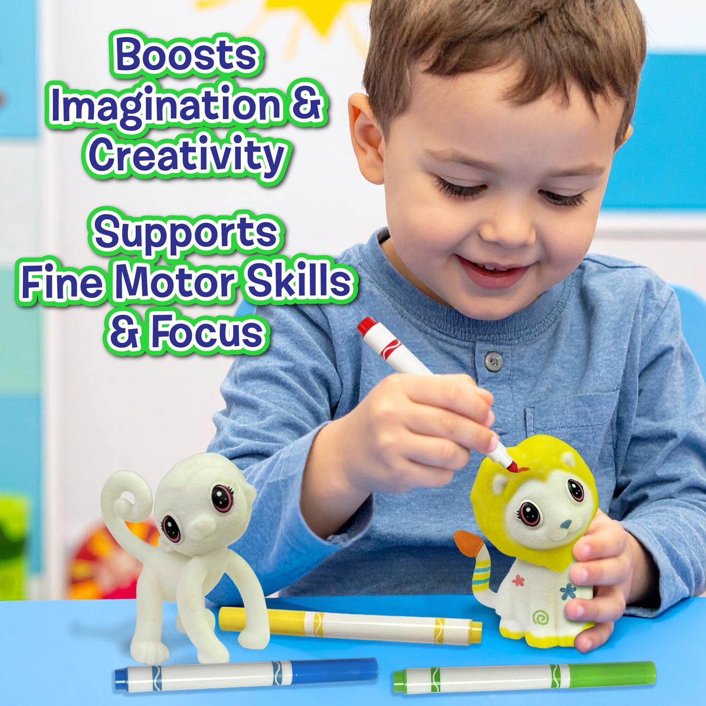 Small World Creative Jungle Bath Fun – Kids Pet Washable Recolor Bath Toy Set – Color, Wash & Play Jungle Animals Bath Time Toy – Creative DIY Toddler Arts & Crafts, Gifts for Girls & Boys, Ages 3+