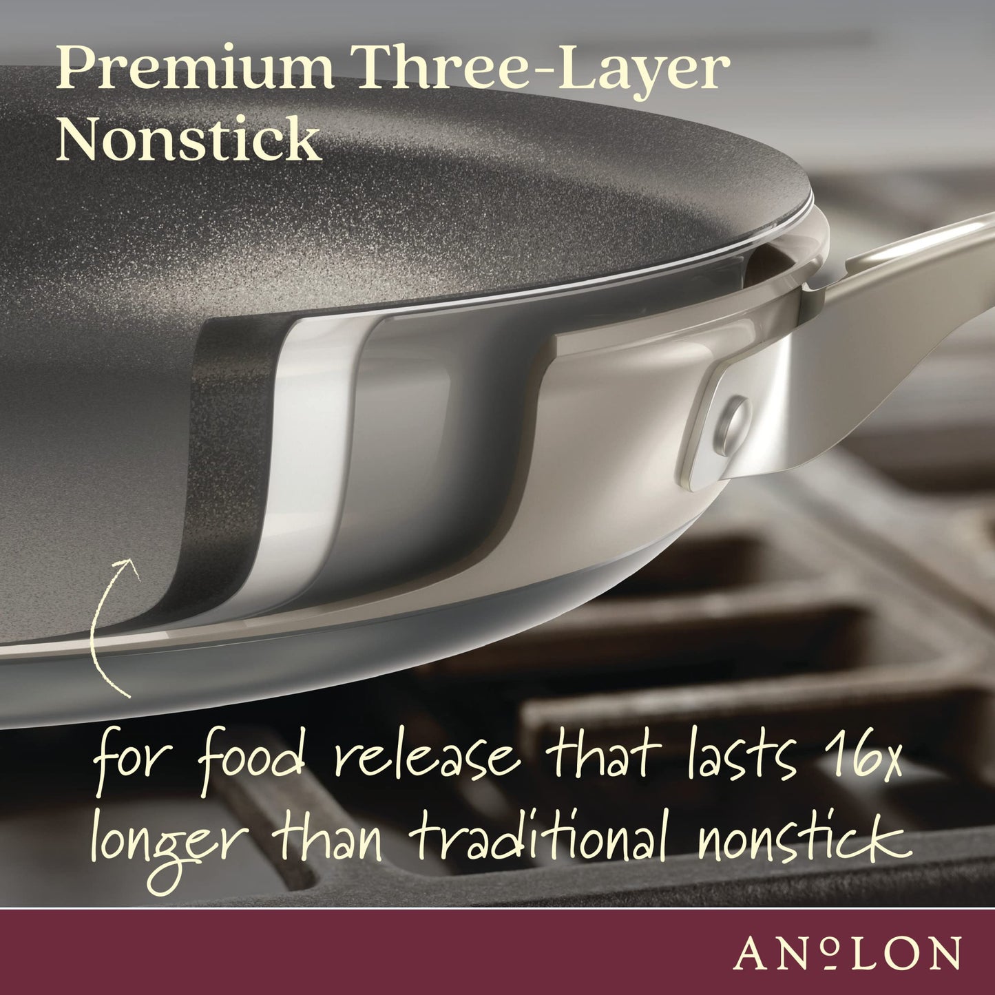 Anolon Achieve Hard Anodized Nonstick Cookware Pots and Pans Set, 9 Piece - Silver